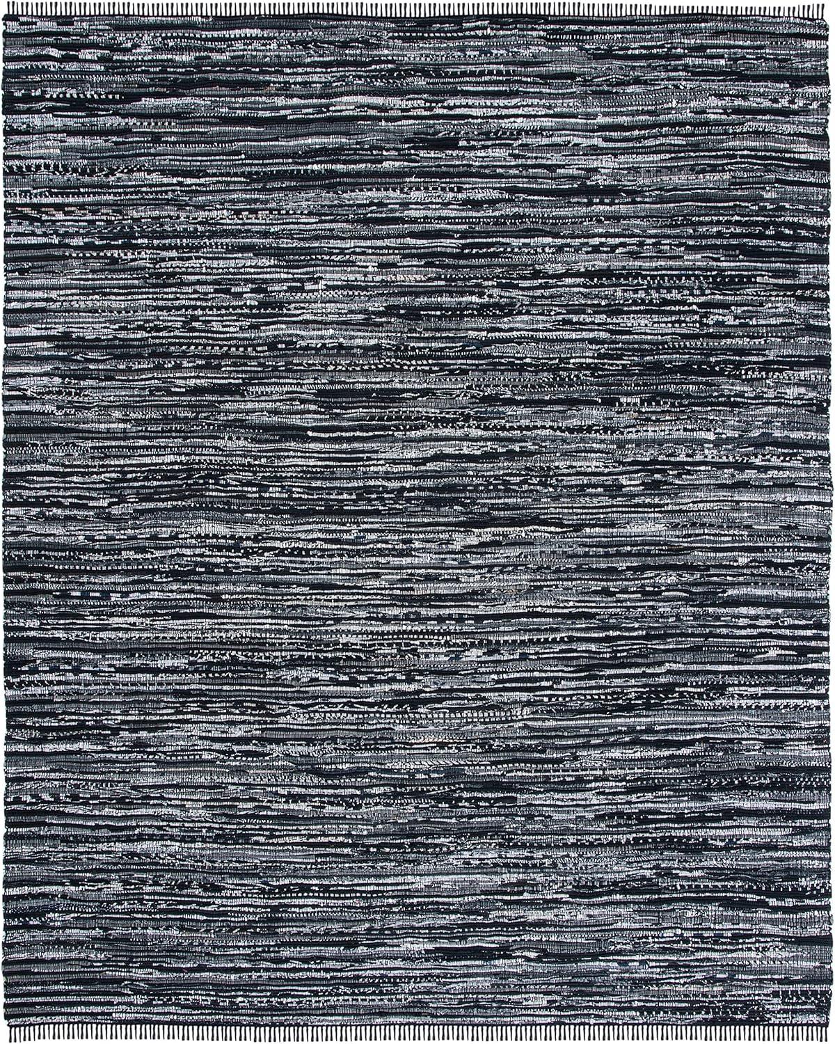 Rag Rug RAR121 Hand Woven Indoor Area Rug - 8'x10' - Aqua/Multi - Safavieh