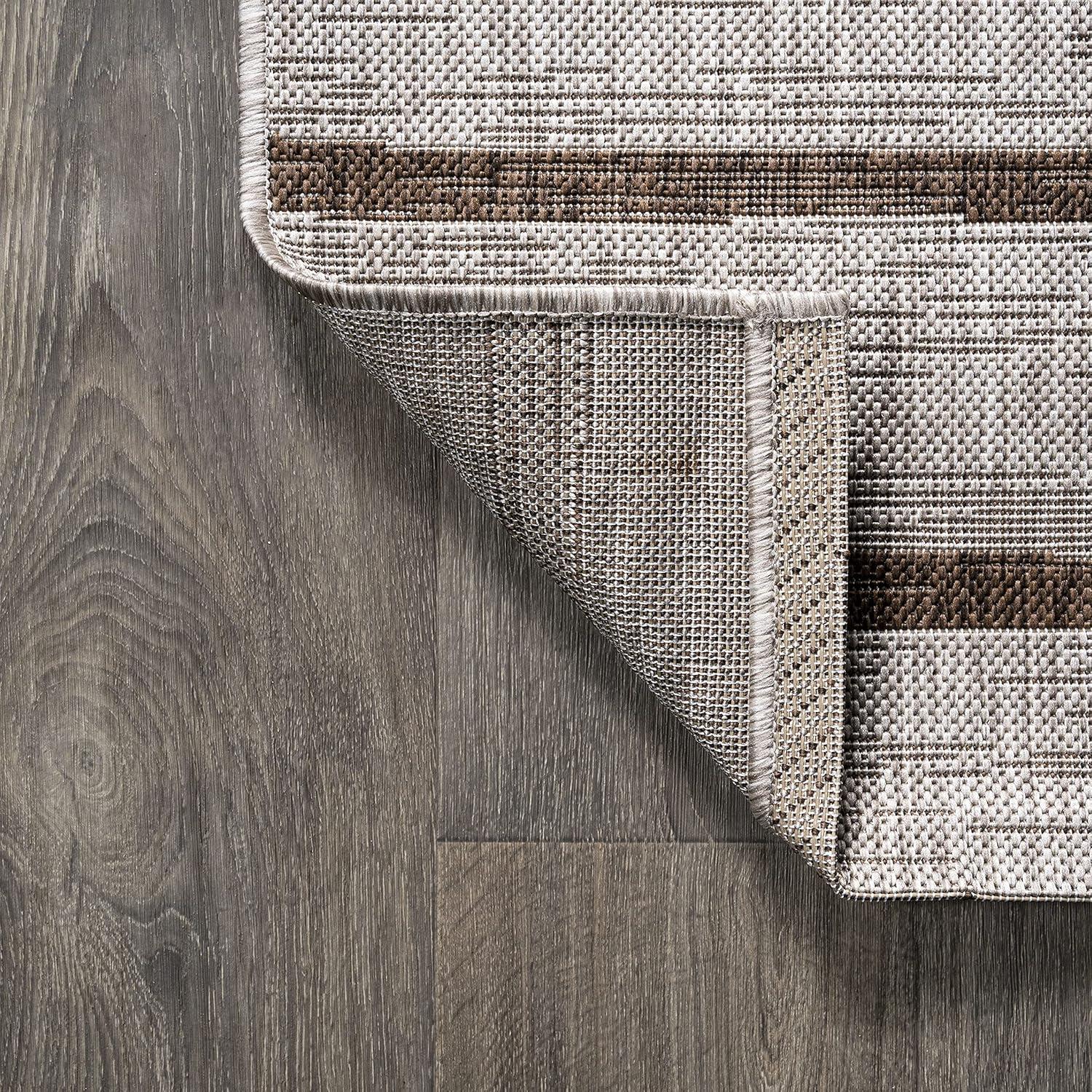 3'x5' Colonia Berber Stripe Indoor/Outdoor Area Rug, Beige/Brown - JONATHAN Y