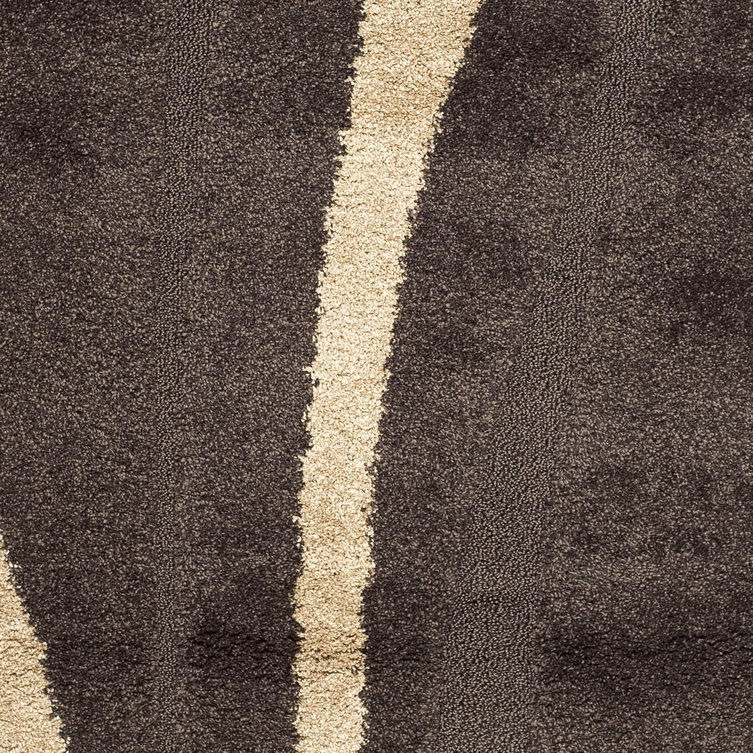 Florida Shag SG451 Power Loomed Indoor Area Rug - Dark Brown/Beige - 6'x9' - Safavieh