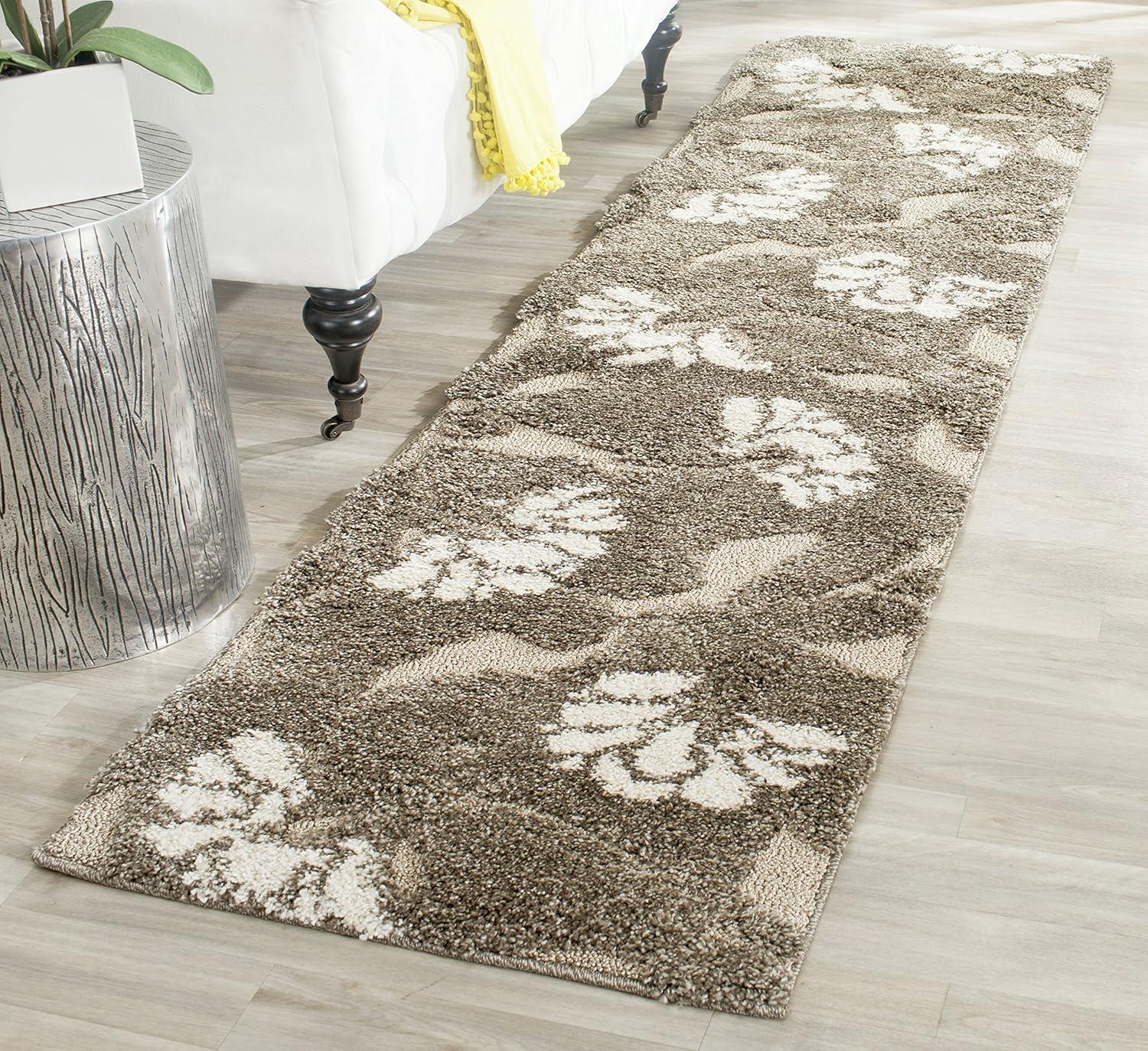 Florida Shag SG459 Power Loomed Indoor Runner Rug - Smoke/Beige - 2'3"x8' - Safavieh