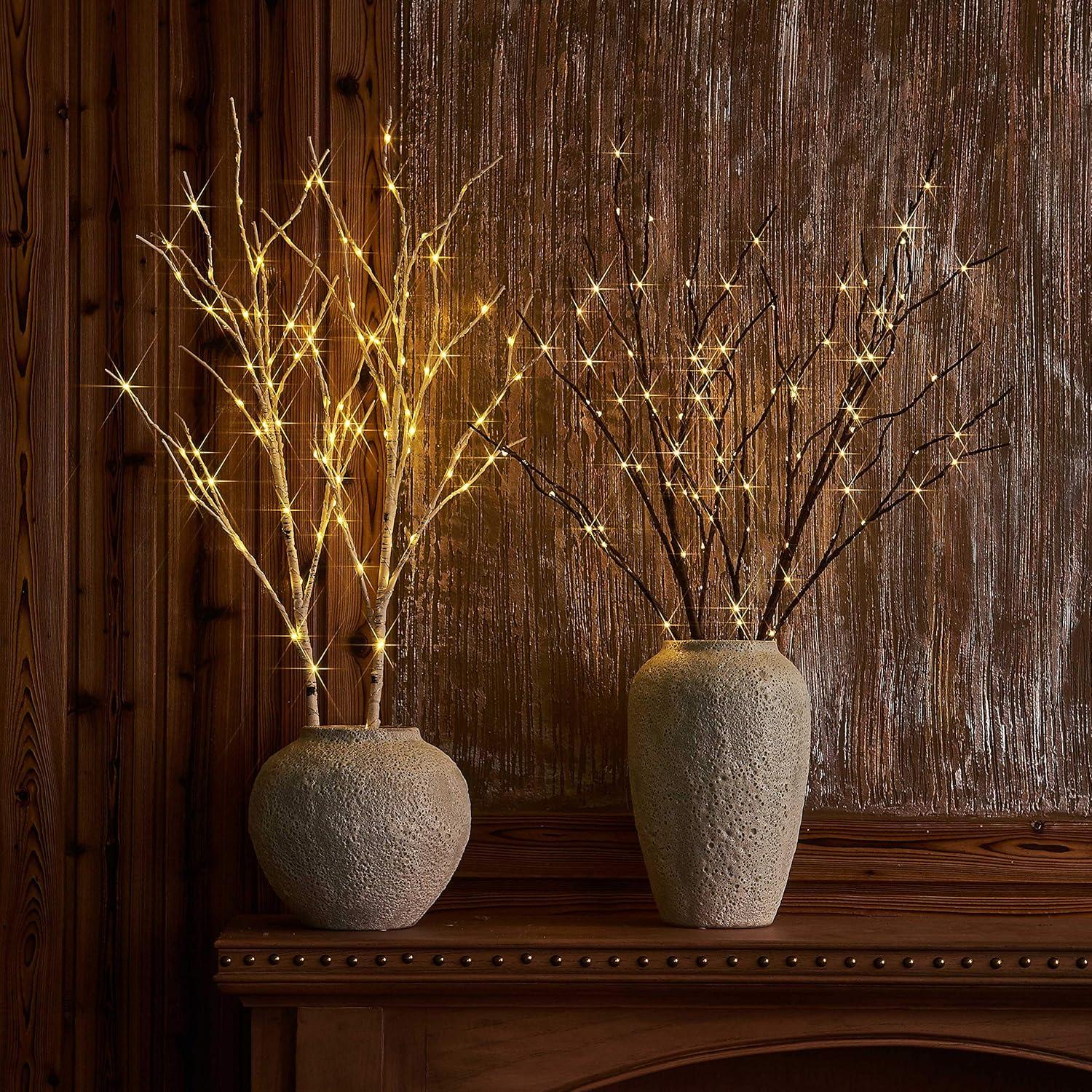 30'' Brown Willow Branches with Warm White LED Lights