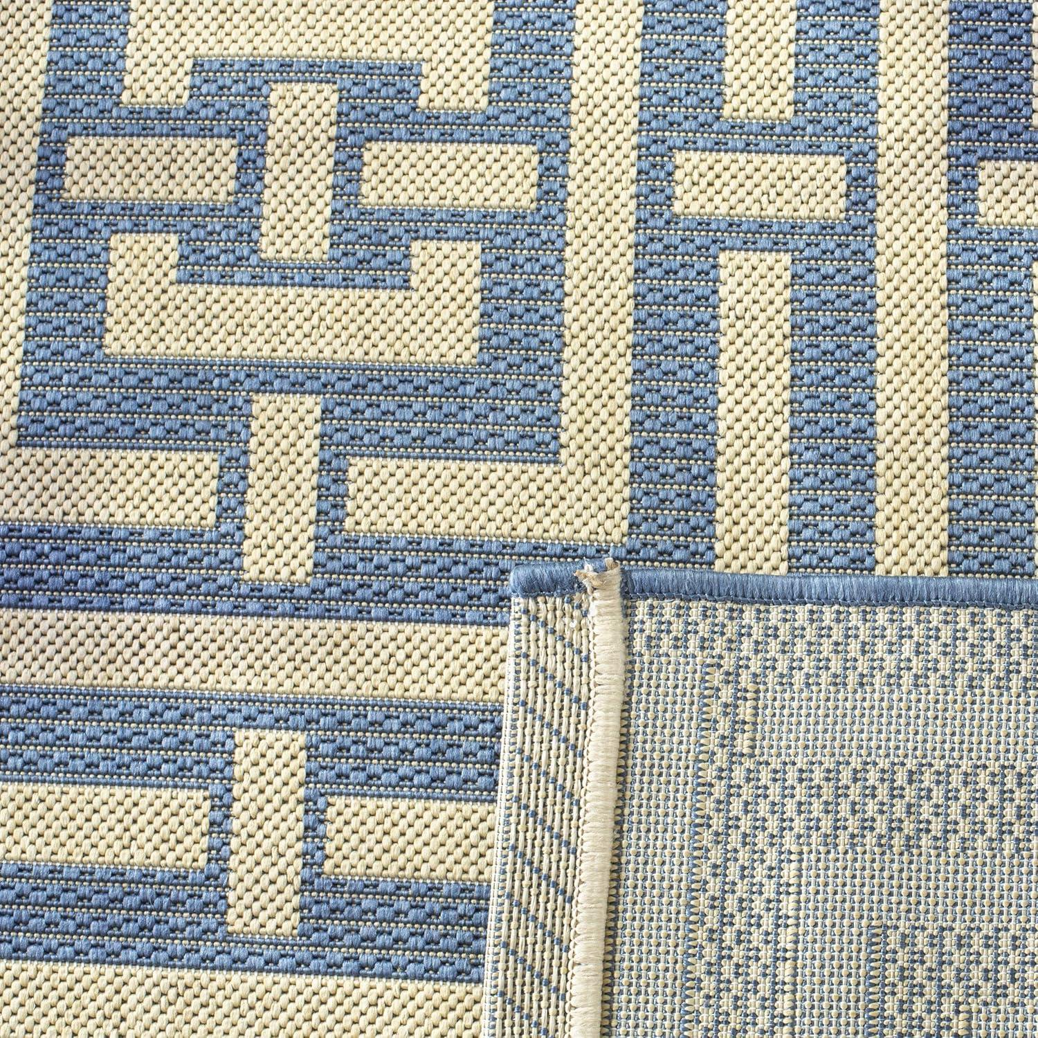 SAFAVIEH Courtyard Ariana Geometric Indoor/Outdoor Area Rug, 8' x 11', Blue/Bone