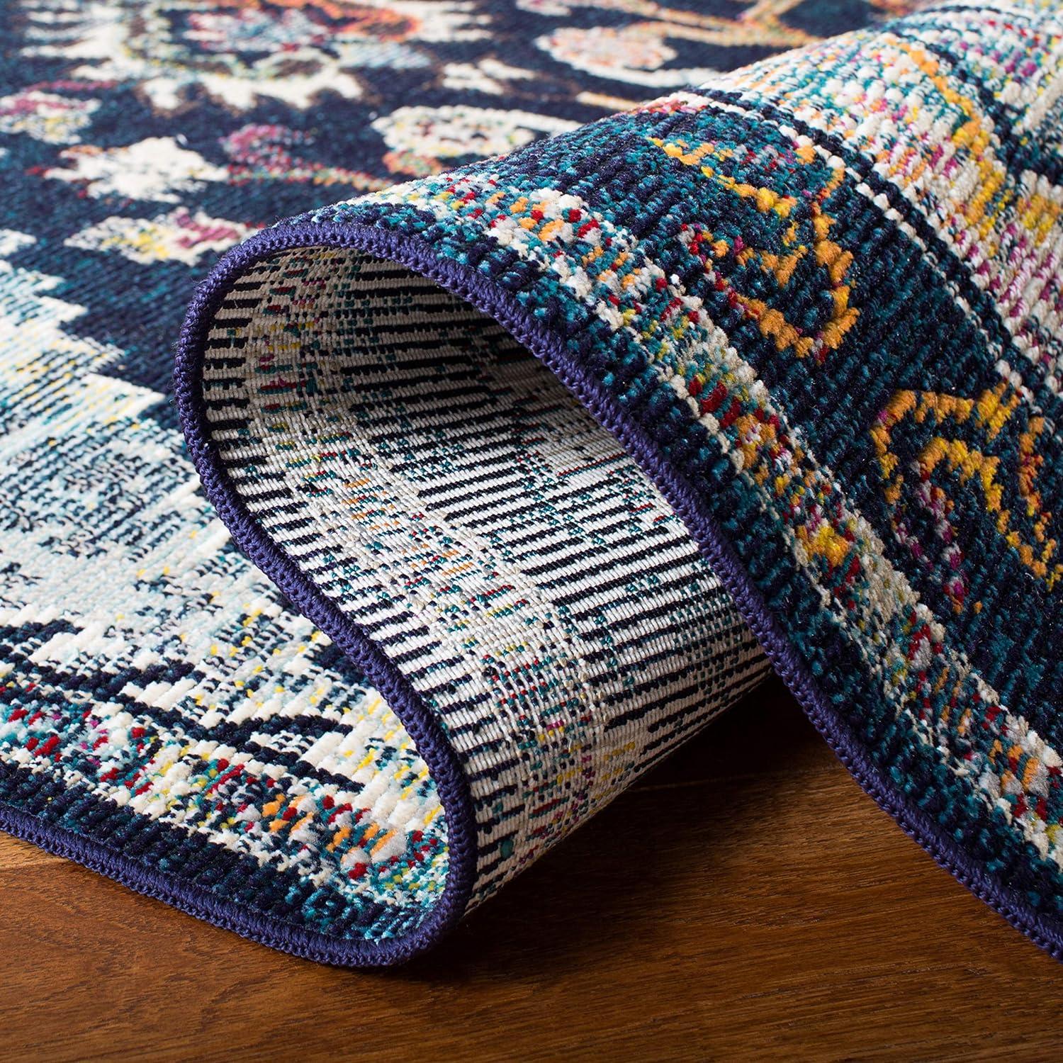 Crystal CRS501 Loomed Indoor Area Rug - Navy/Fuchsia - 4'x4' - Safavieh