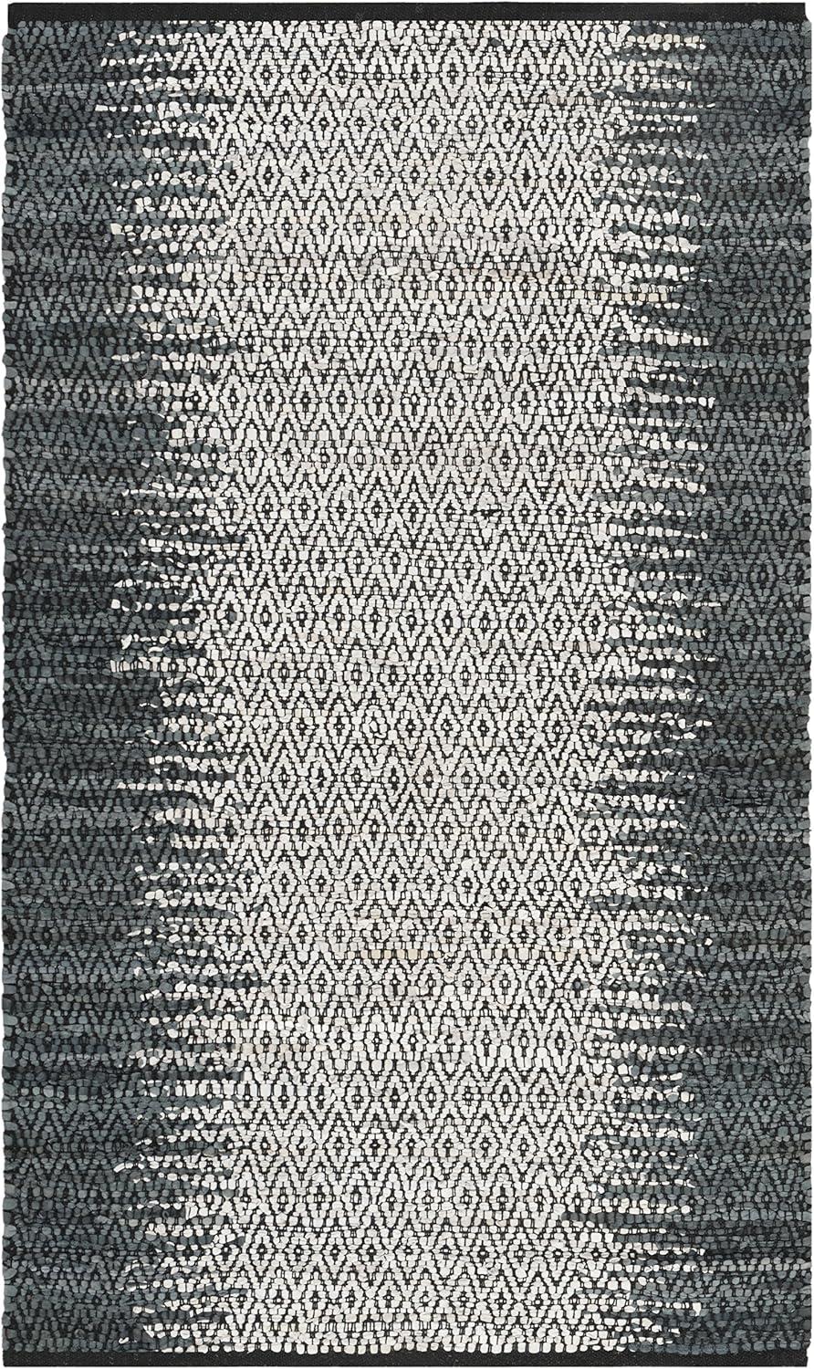 Vintage Leather VTL101 Hand Woven Indoor Accent Rug - Grey/Cream - 3'x5' - Safavieh