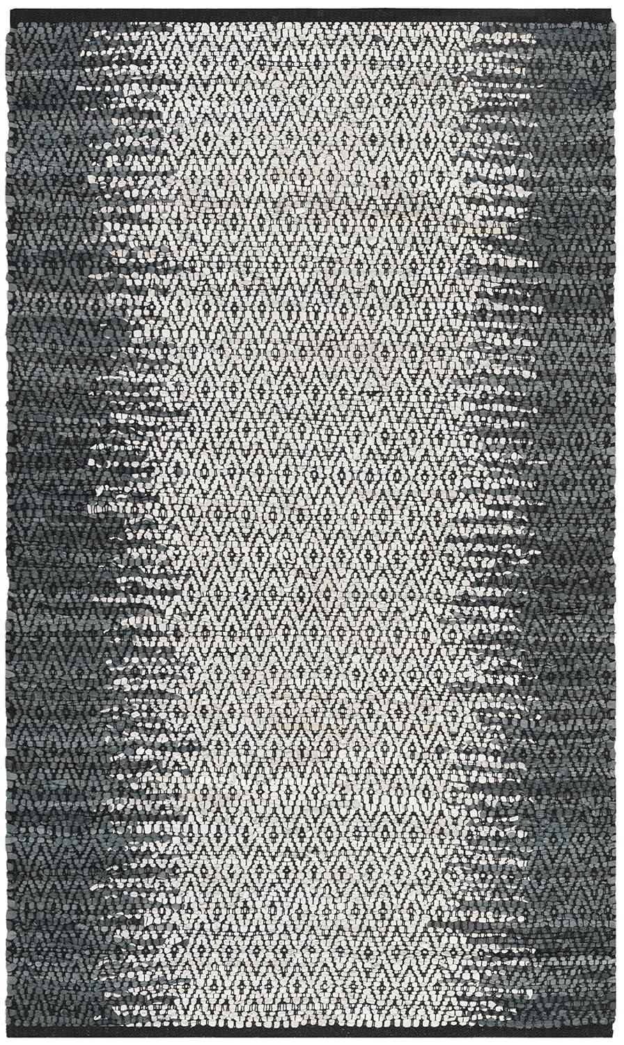 Vintage Leather VTL101 Hand Woven Indoor Accent Rug - Grey/Cream - 3'x5' - Safavieh