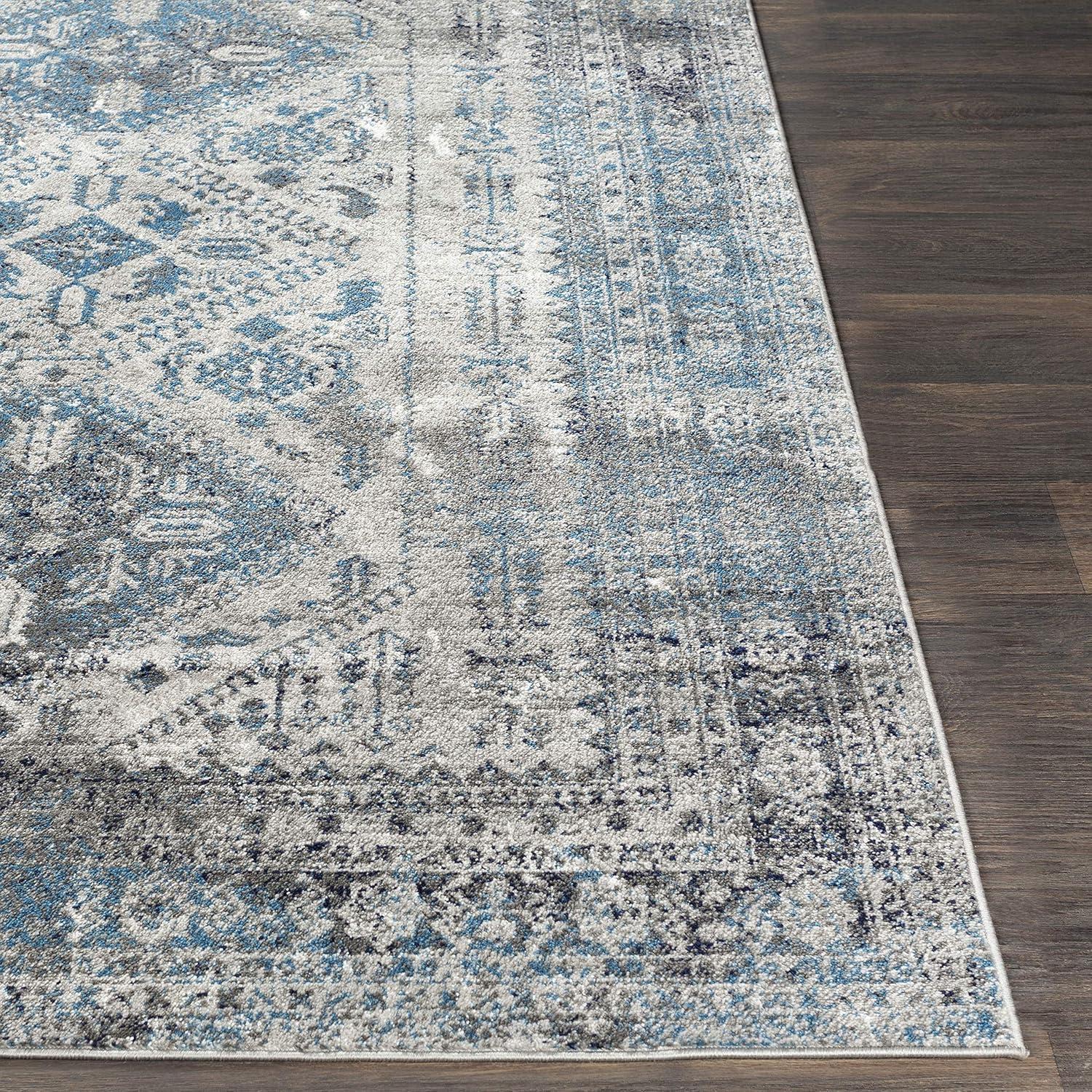 Livabliss 7 x 7 Blue and Gray Polypropylene Square Area Rug