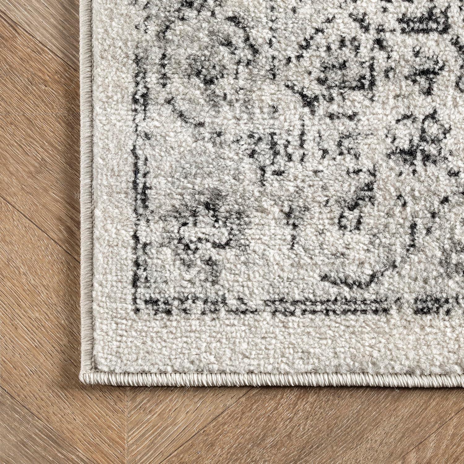 Reversible Gray Synthetic 8' x 10' Easy Care Area Rug