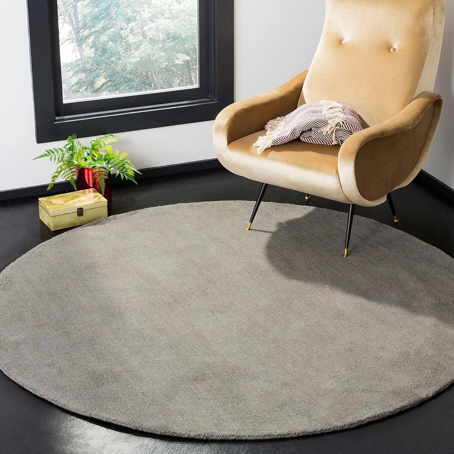 Himalaya HIM610 Handmade Area Rug - 6' Round - Grey - Safavieh