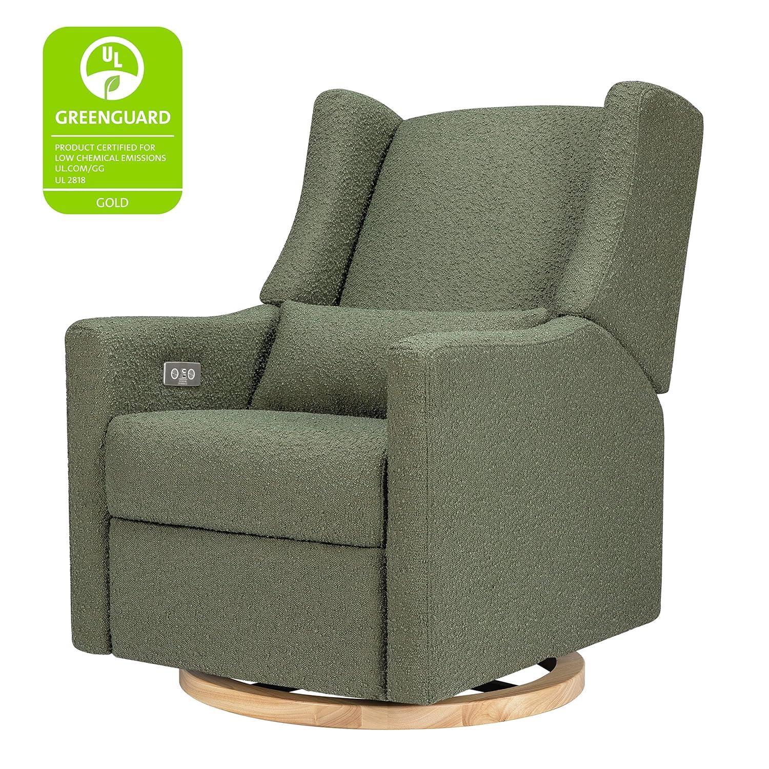 Eco-Friendly Olive Boucle Swivel Recliner with USB Port