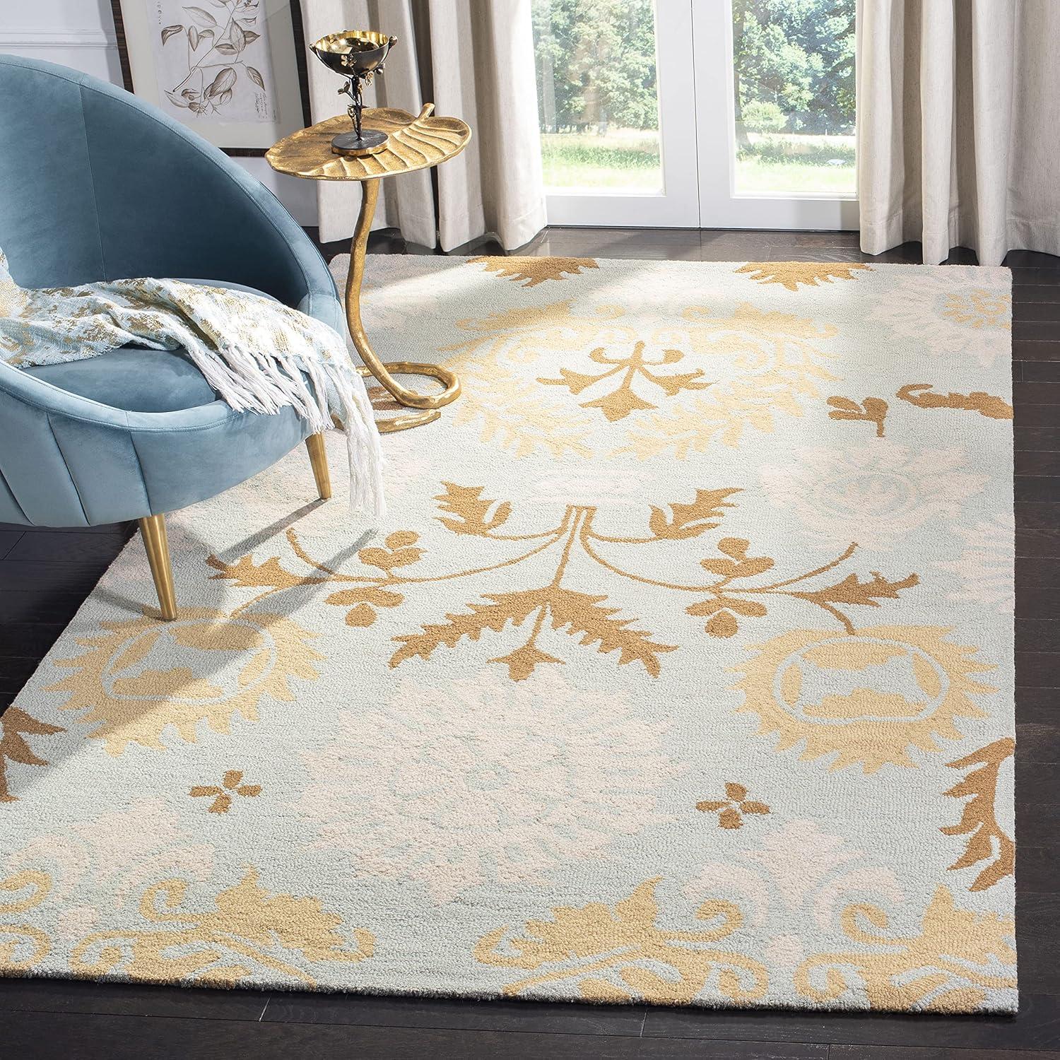 SAFAVIEH Blossom Maris Floral Medallion Wool Area Rug, Blue/Multi, 5' x 8'