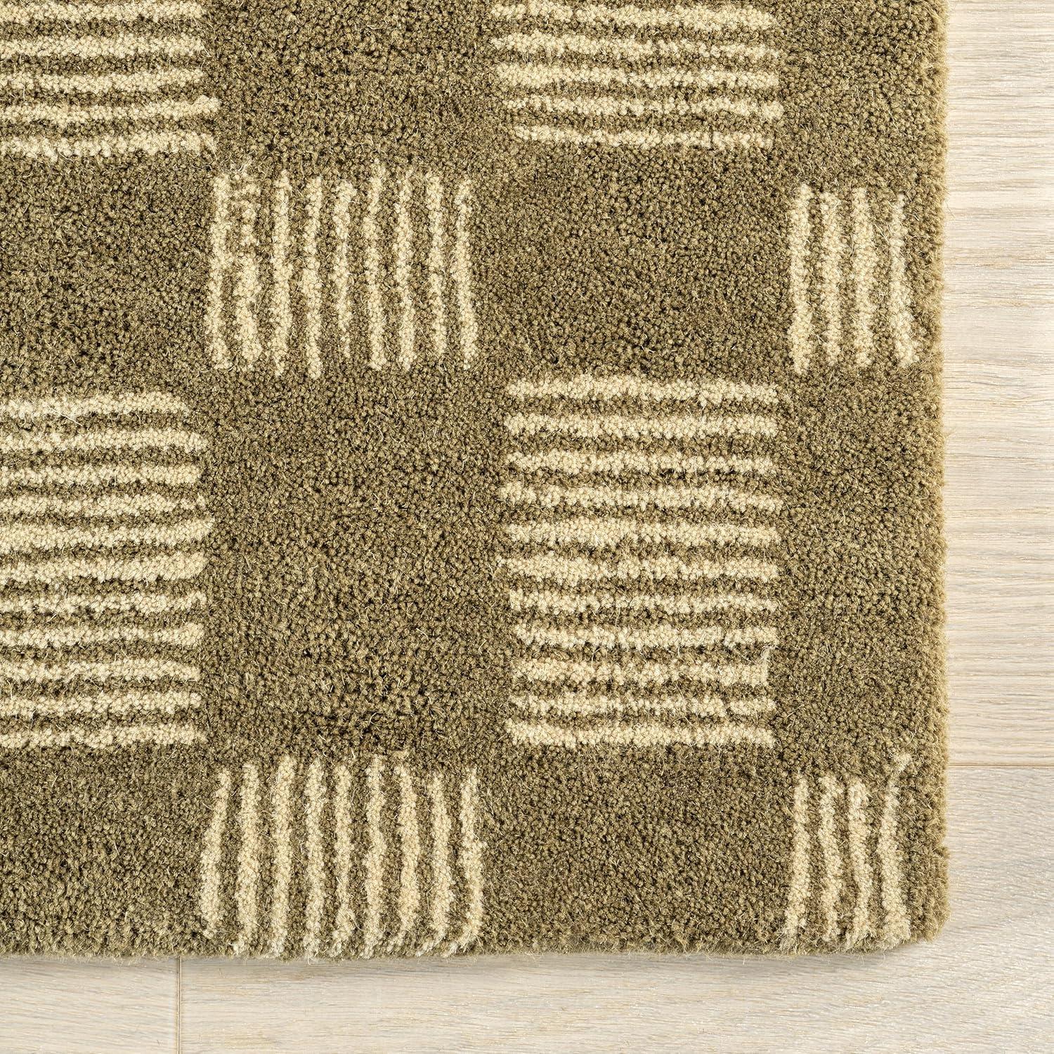 Nuloom Quince Checkered Wool Area Rug, 6' x 9', Olive