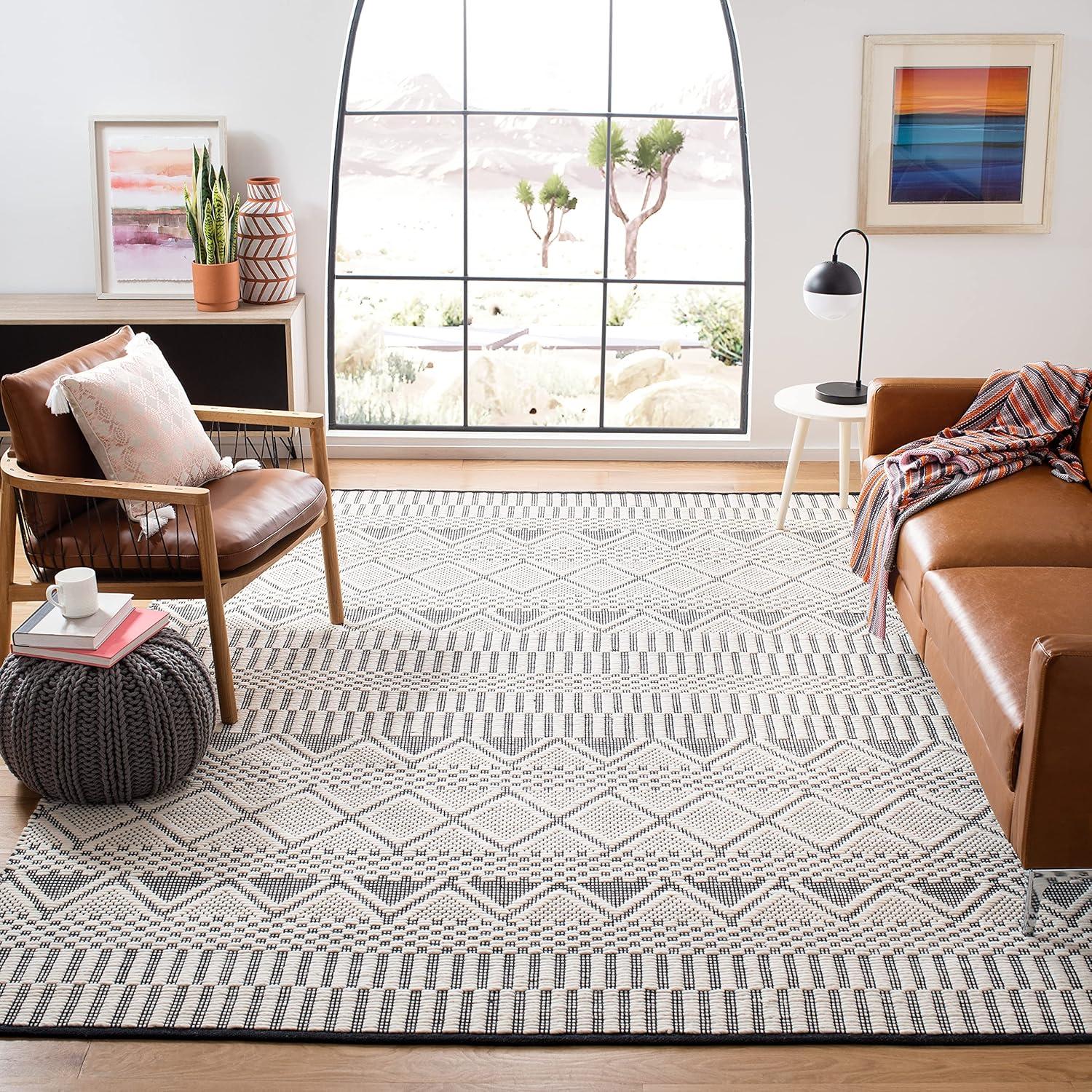 Natura NAT853 Hand Woven Area Rug - Ivory/Black - 8'x10' - Safavieh.