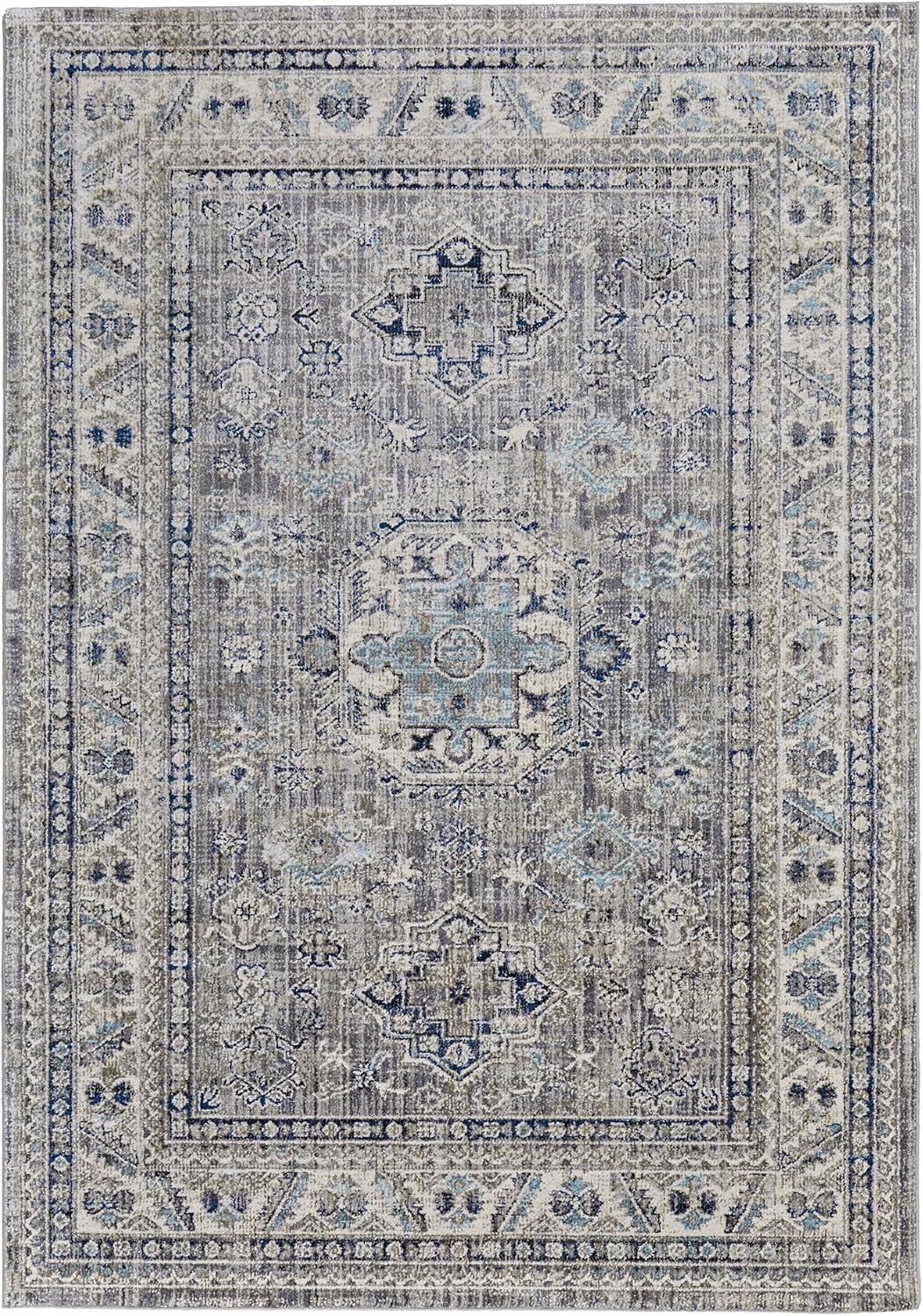 23'' Vintage Bohemian Rectangular Rug in Warm Spice and Cool Stone
