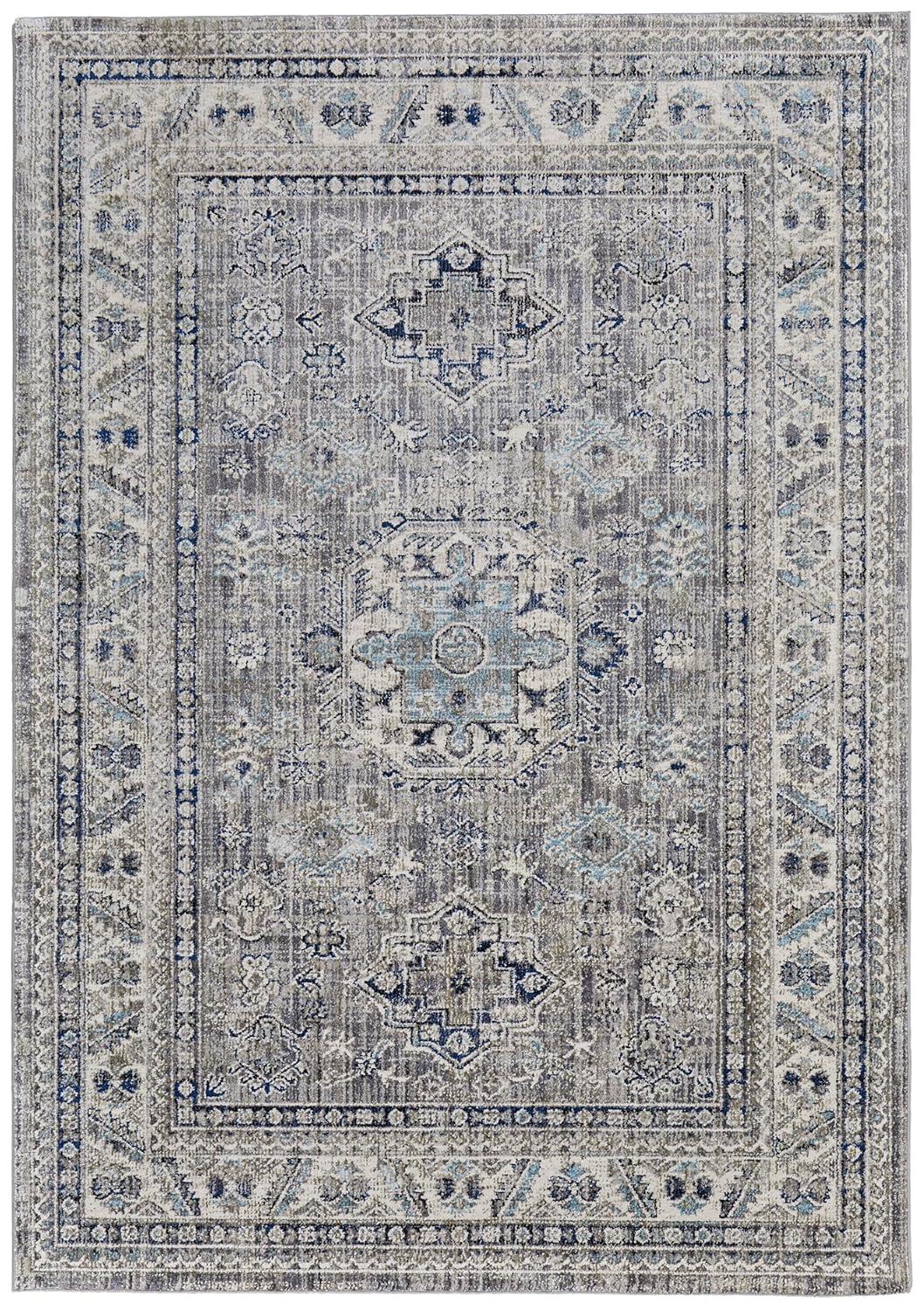 23'' Vintage Bohemian Rectangular Rug in Warm Spice and Cool Stone