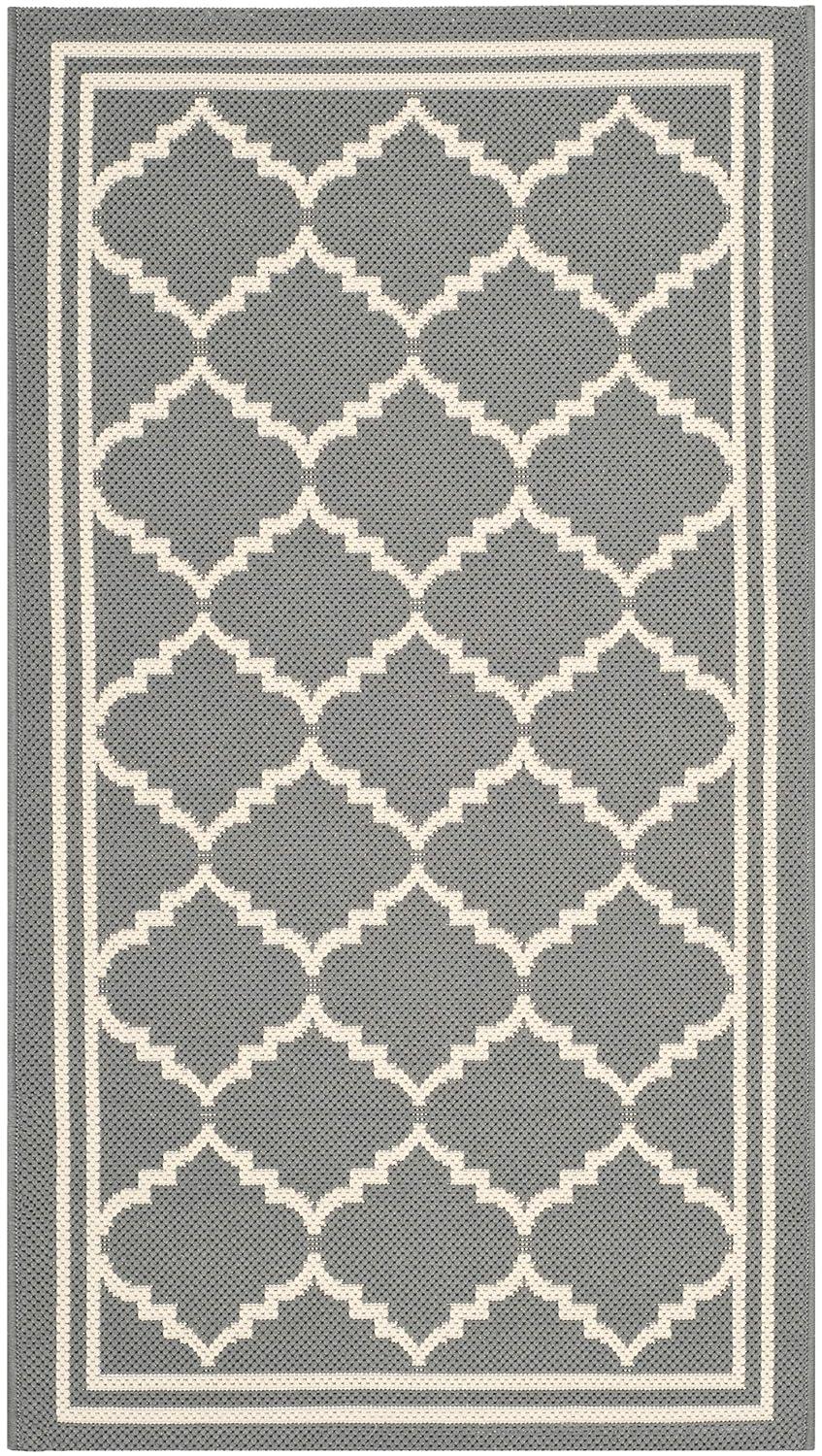 Courtyard CY6918 Power Loomed Indoor/Outdoor Accent Rug - Anthracite/Beige - 2'x3'7" - Safavieh.