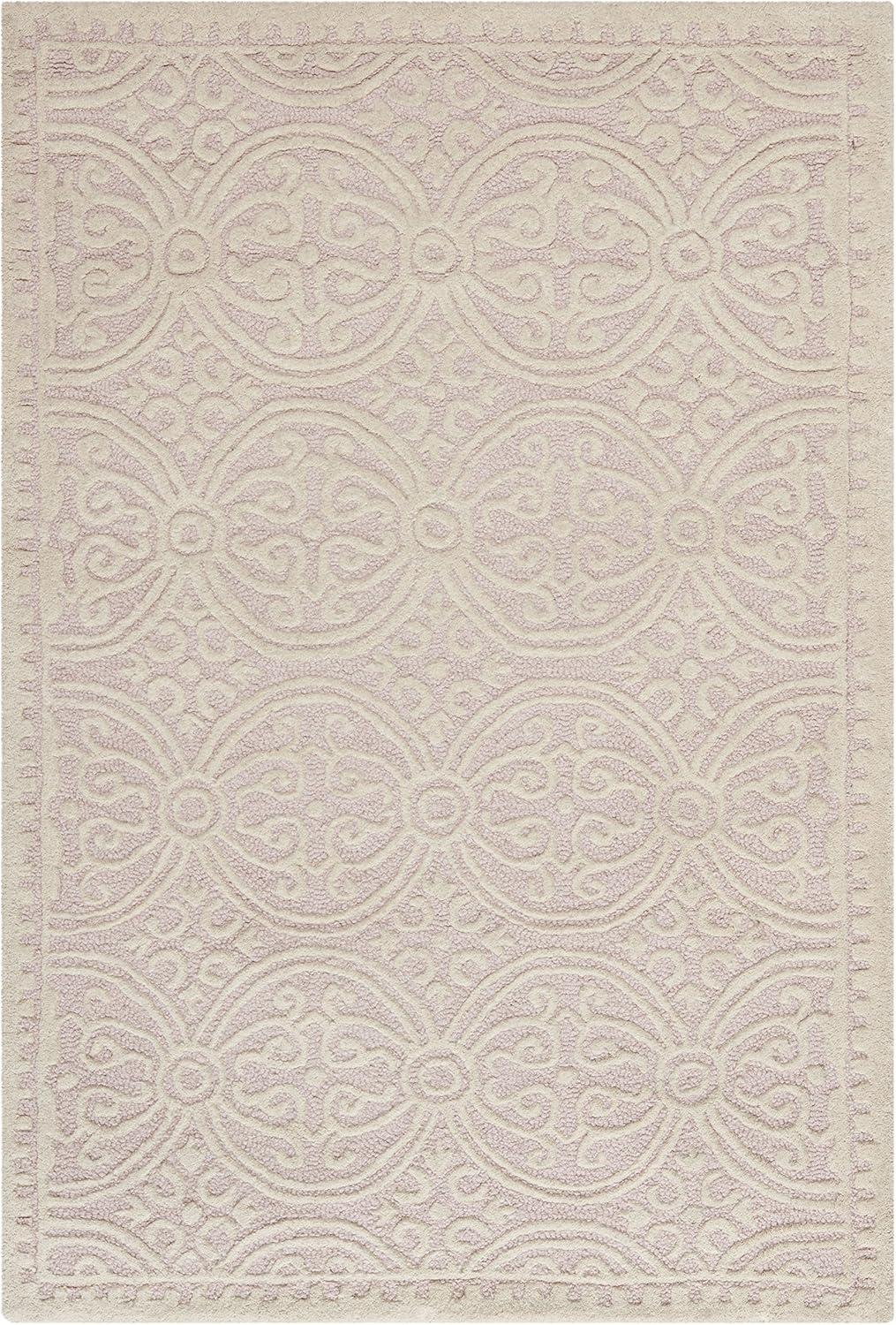 Hand-Tufted Light Pink/Ivory Wool Rectangular Accent Rug