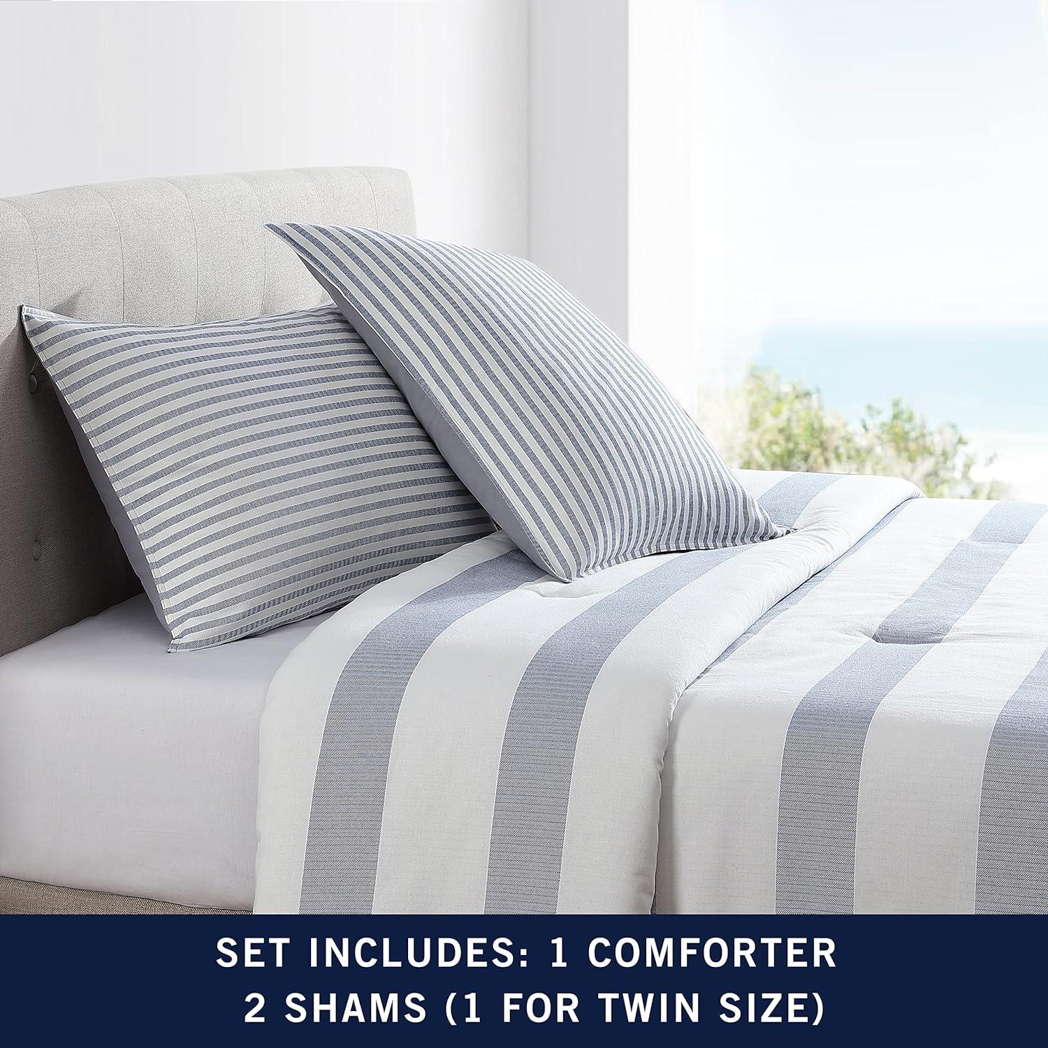 Nautica Nautica Fairwater Blue Cotton Reversible Comforter Set