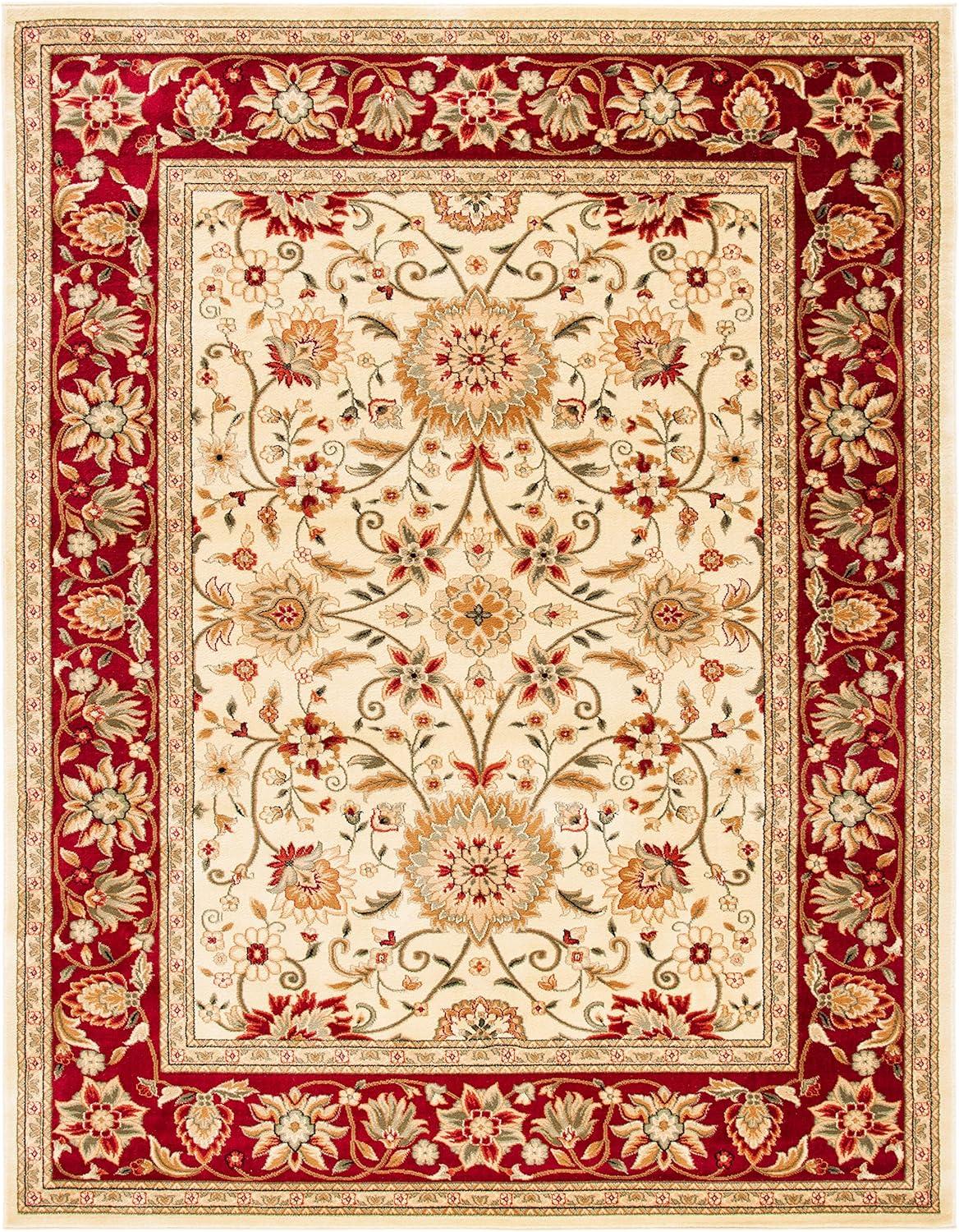 SAFAVIEH Lyndhurst Victoria Traditional Floral Area Rug, Ivory/Red, 9' x 12'