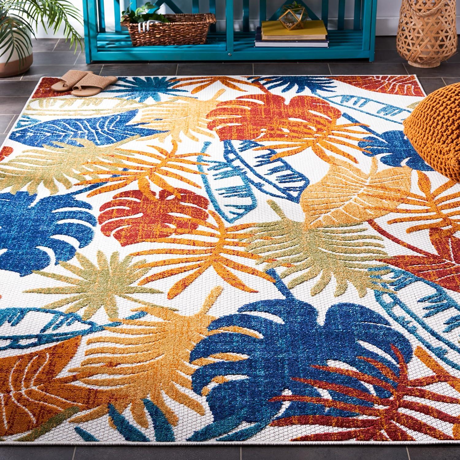 Cabana CBN831 Power Loomed Indoor and Outdoor Area Rug - Creme/Red - 3'x5' - Safavieh.