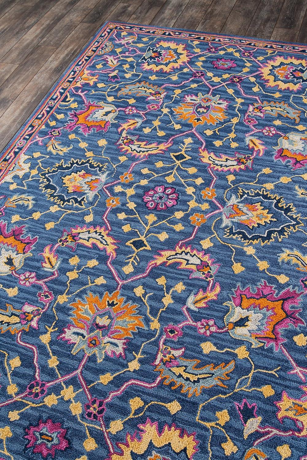 5'x8' Ibiza Oscar Area Rug Blue - Momeni: Wool Floral Tufted Large Botanical Rug, Medium Pile, Traditional Style