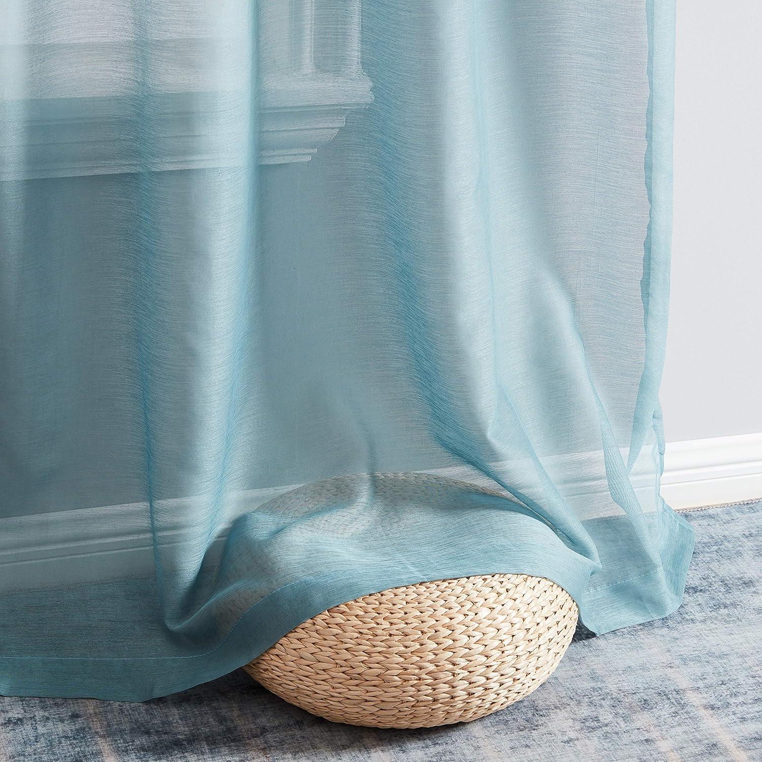 Ebern Designs Lauren Polyester Semi Sheer Curtain Pair (Set of 2)
