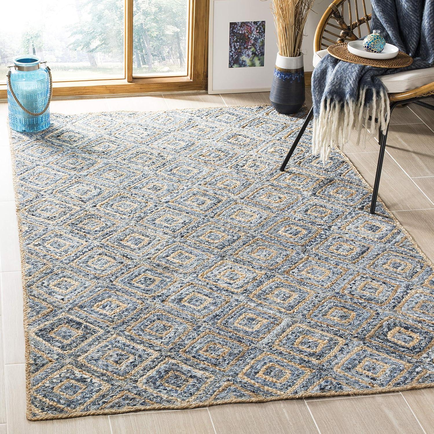 Cape Cod CAP354 Woven Indoor Area Rug - Natural/Blue - 8'x10' - Safavieh