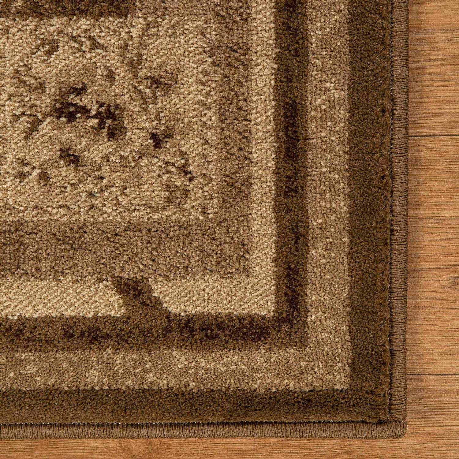 Superior Modern, Contemporary, Traditional Floral Border Block Area Rug, 5' x 8'