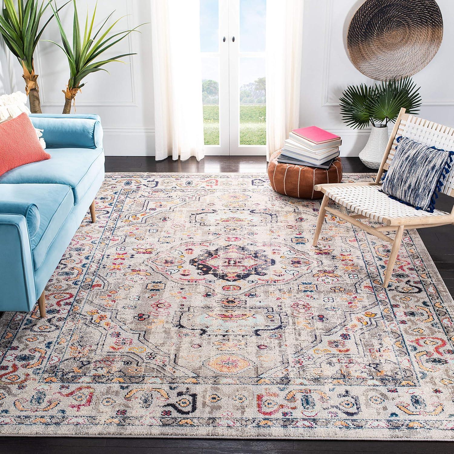 Madison MAD468 Power Loomed Indoor Area Rug - Grey/Blue - 6'7"x6'7" - Safavieh