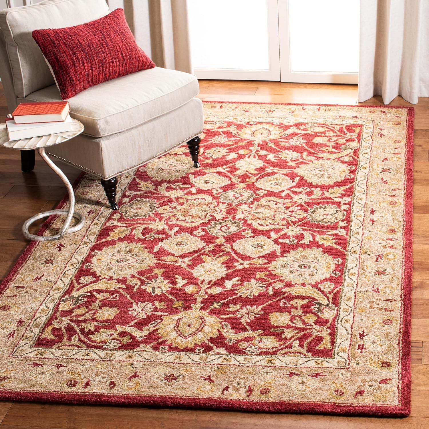 Anatolia AN522 Hand Tufted Indoor Area Rug - Red/Ivory - 5'x8' - Safavieh