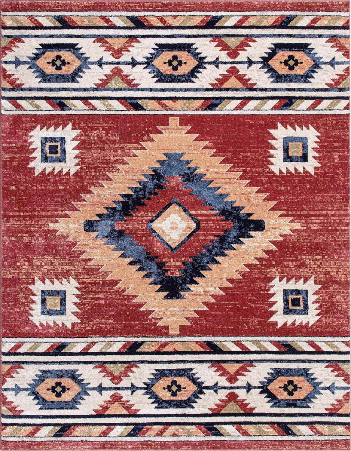 Well Woven Jamyn Lea Crimson Traditional Southwestern Tribal Red/Blue Rug