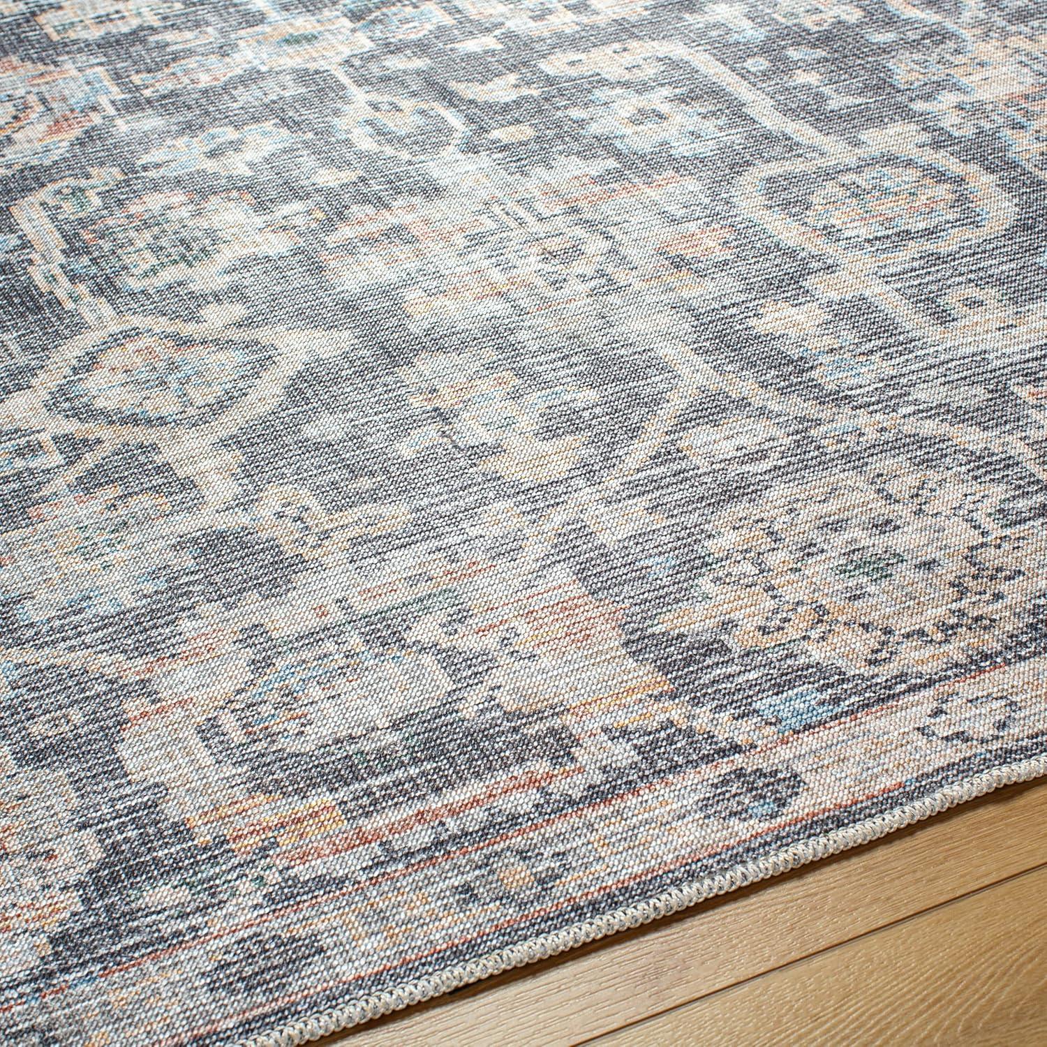 Livabliss x Vivir Eleni Vintage Washable Area Rug, 2' x 2'11", Dusty Blue, (2' x 3')