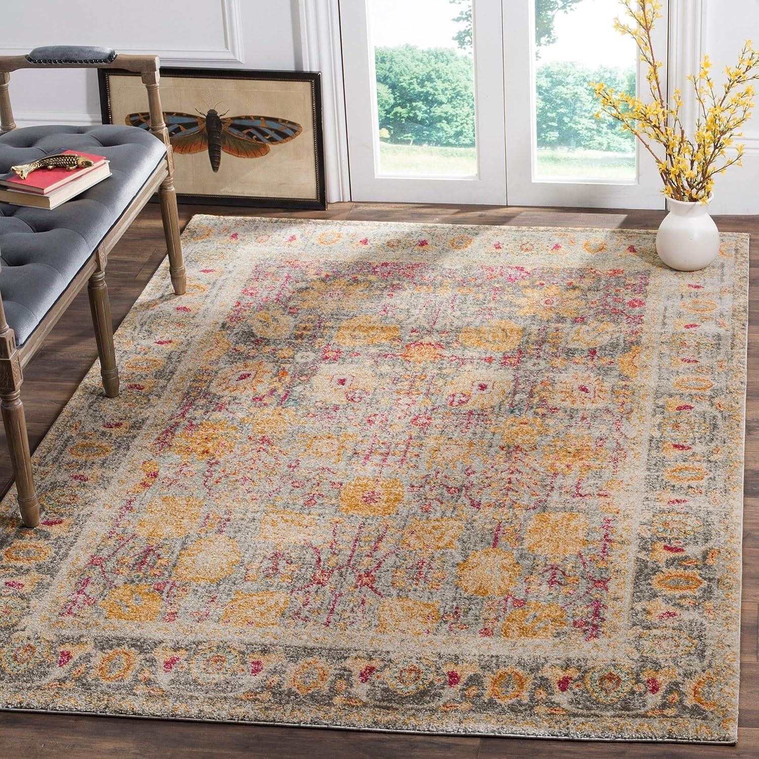 Granada GRA350 Power Loomed Indoor Area Rug - Light Grey/Multi - 9'x12' - Safavieh