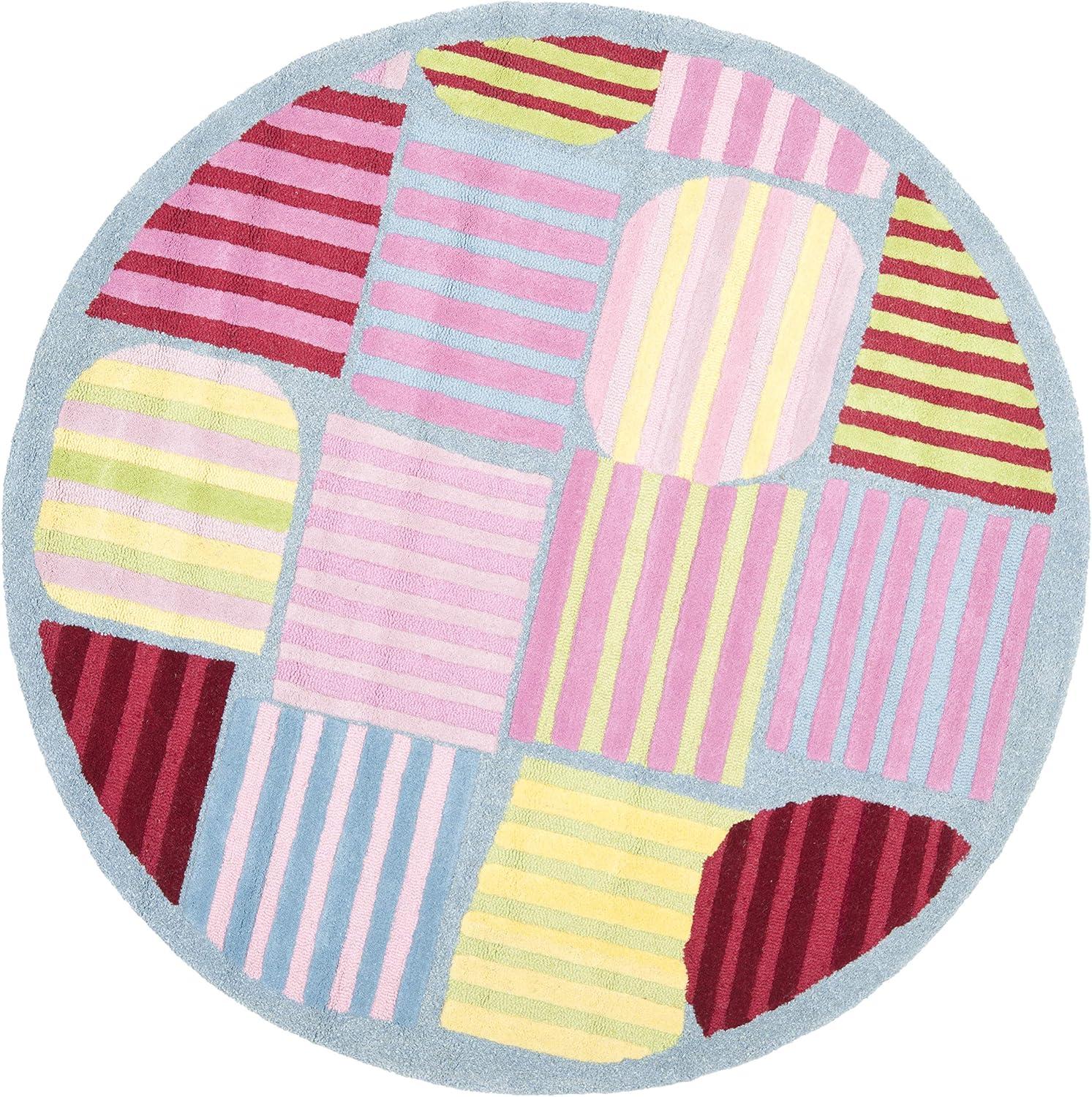 SAFAVIEH Kids Melany Geometric Striped Area Rug, Blue/Multi, 4' x 6'