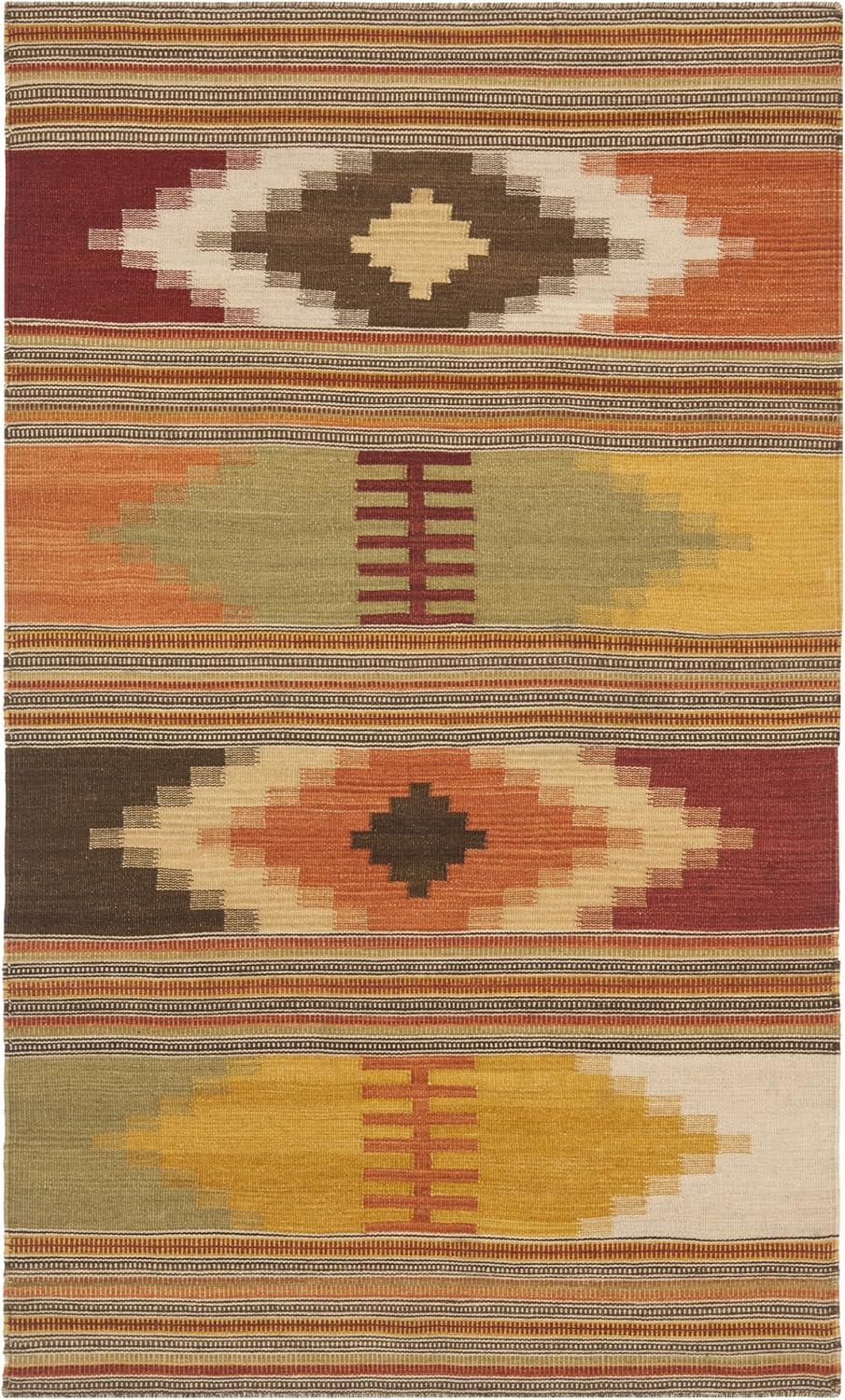 Kilim NVK177 Hand Woven Area Rug - Red/Multi - 6'x9' - Safavieh.