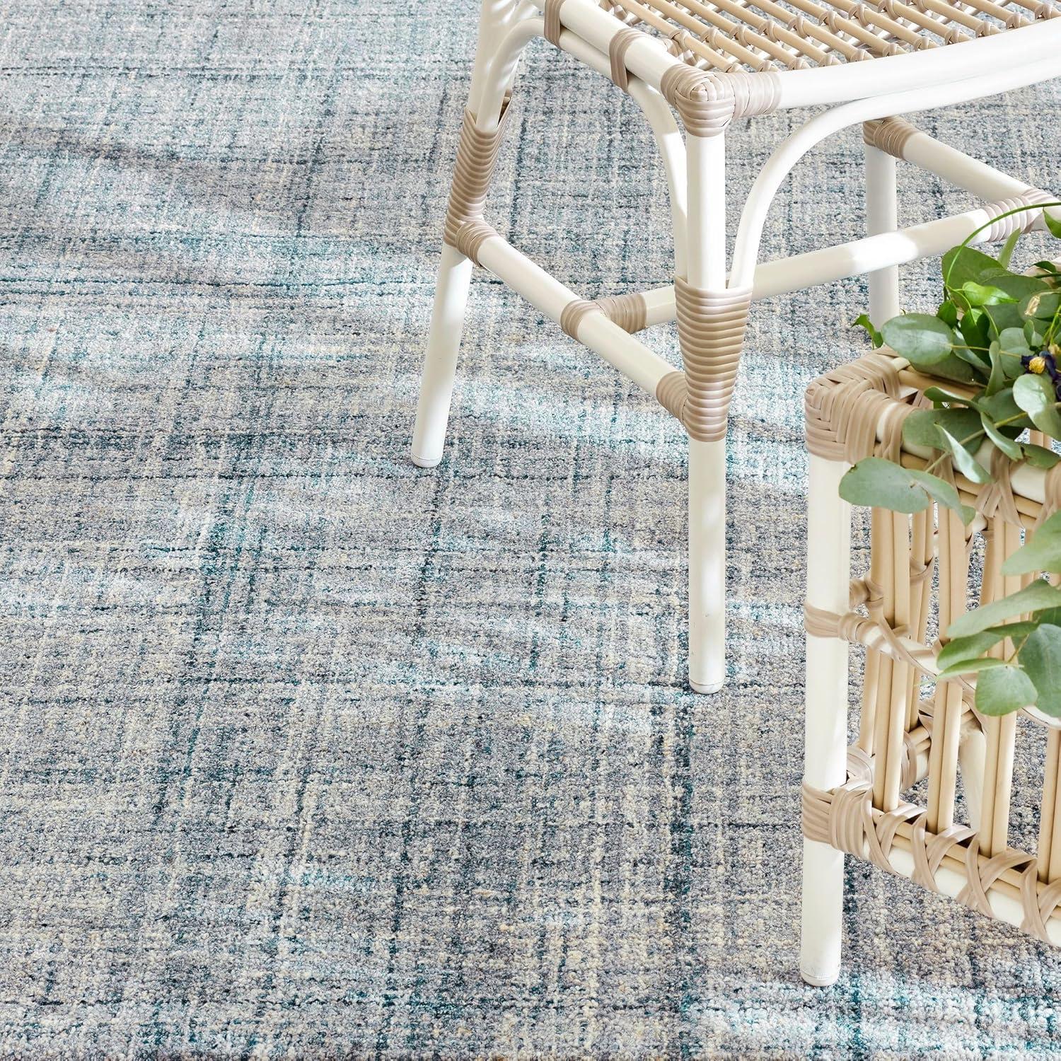 Harris Blue/Brown Hand Micro Hooked Wool Rug