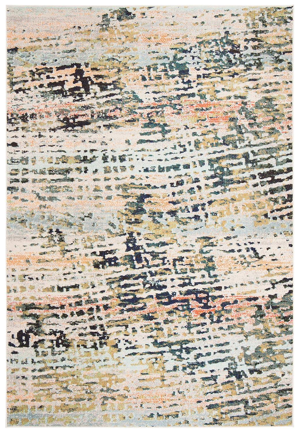 Madison MAD454 Power Loomed Indoor Area Rug - Beige/Navy - 5'x5' - Safavieh
