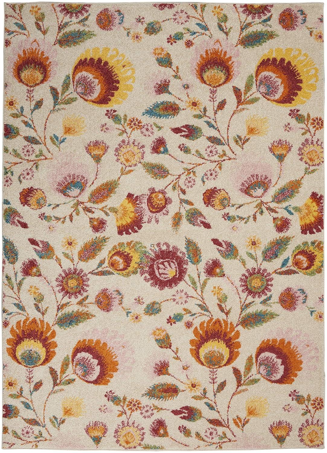 Nourison Allur Blooming Floral Indoor Area Rug Yellow Multicolor 5'3" x 7'3"