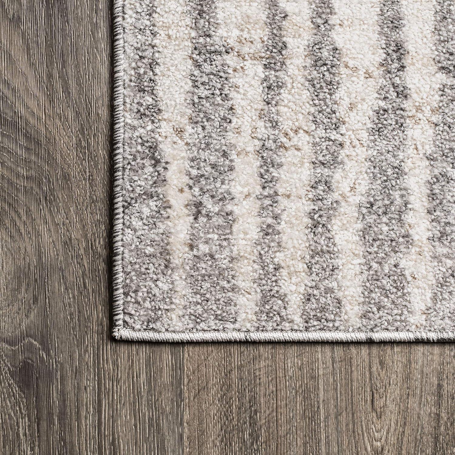 3'x5' Skoura Modern Bold Stripe Area Rug, Beige/Dark Gray - JONATHAN Y