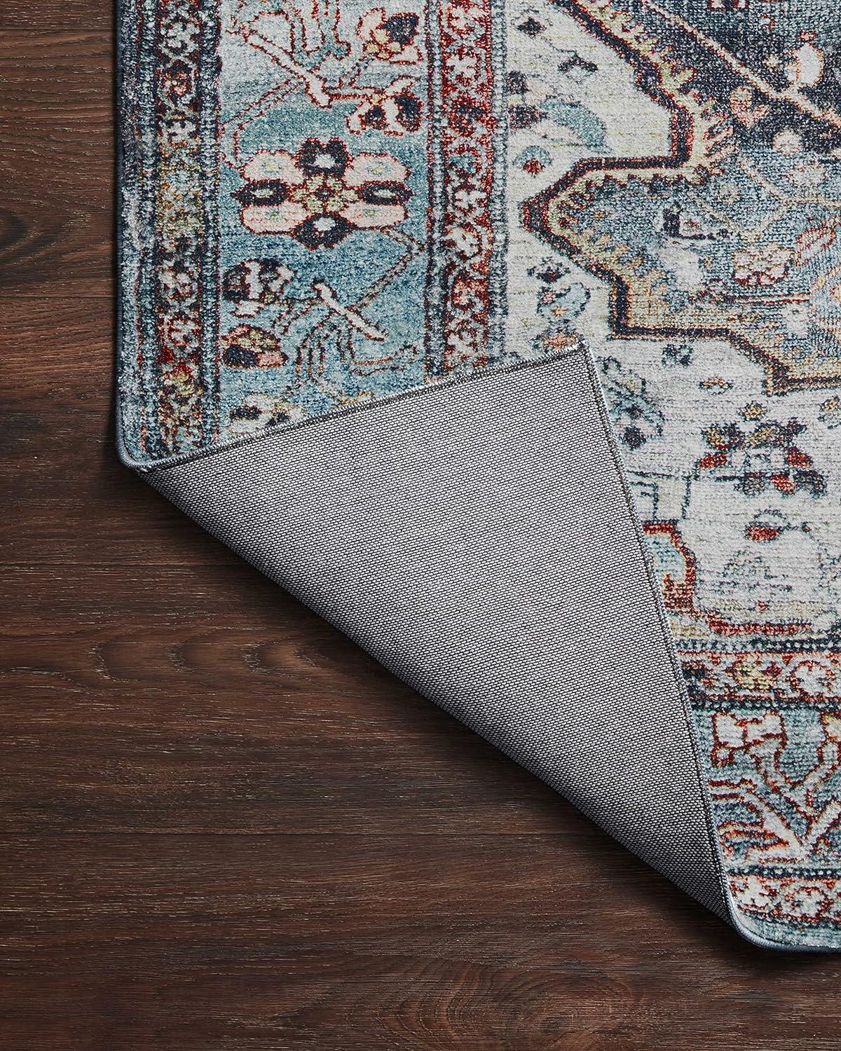 Margot Blue and Brick Medallion Synthetic Area Rug