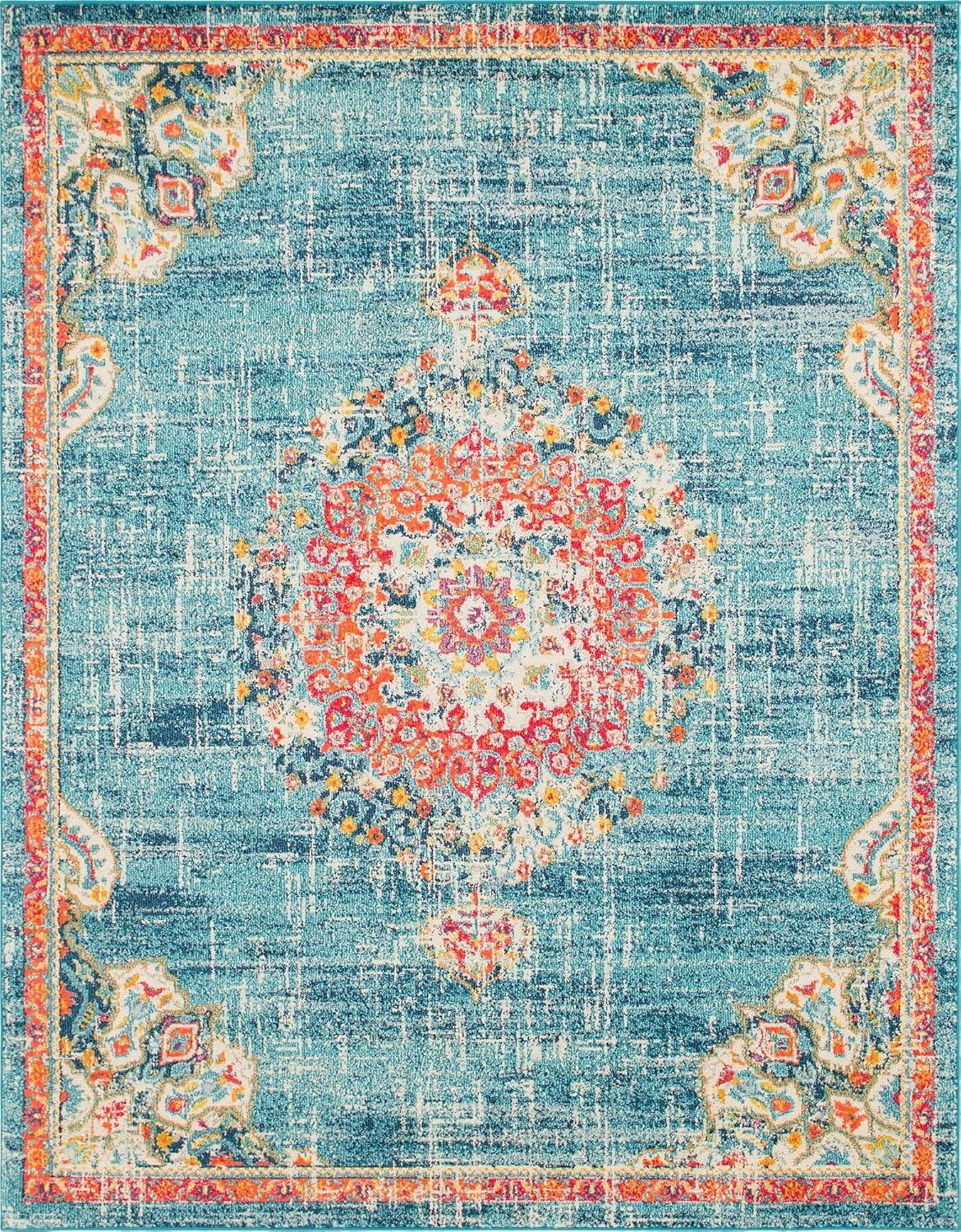 Unique Loom Penrose Collection Area Rug - Alexis (7' 10" x 10' Rectangle Blue/Gray)
