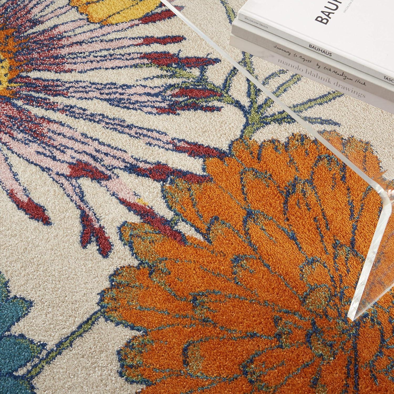 Nourison Allur Oversized Flowers Indoor Area Rug Red Multicolor 5'3" x 7'3"