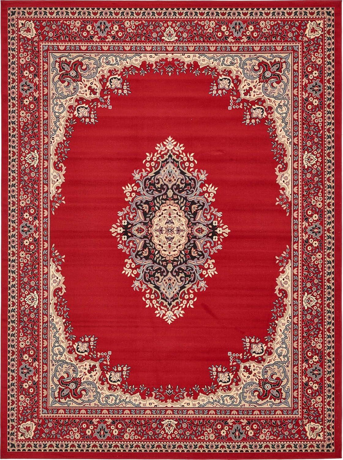 Rugs.com Amaya Collection Rug – 10' x 13' Red Medium Rug Perfect For Living Rooms, Large Dining Rooms, Open Floorplans