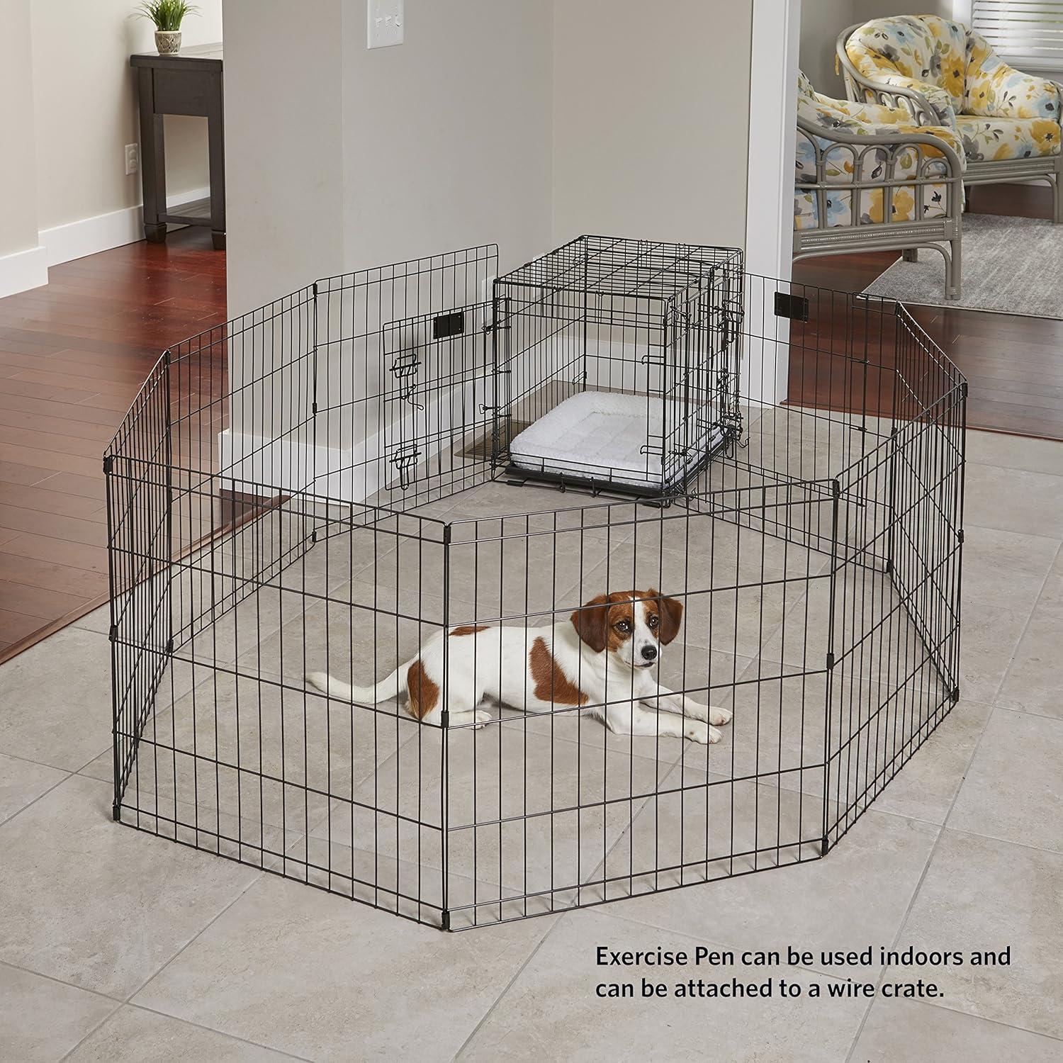 MidWest Homes For Pets Metal Black Exercise Medium Pet Dog Playpen with Door , 30"H