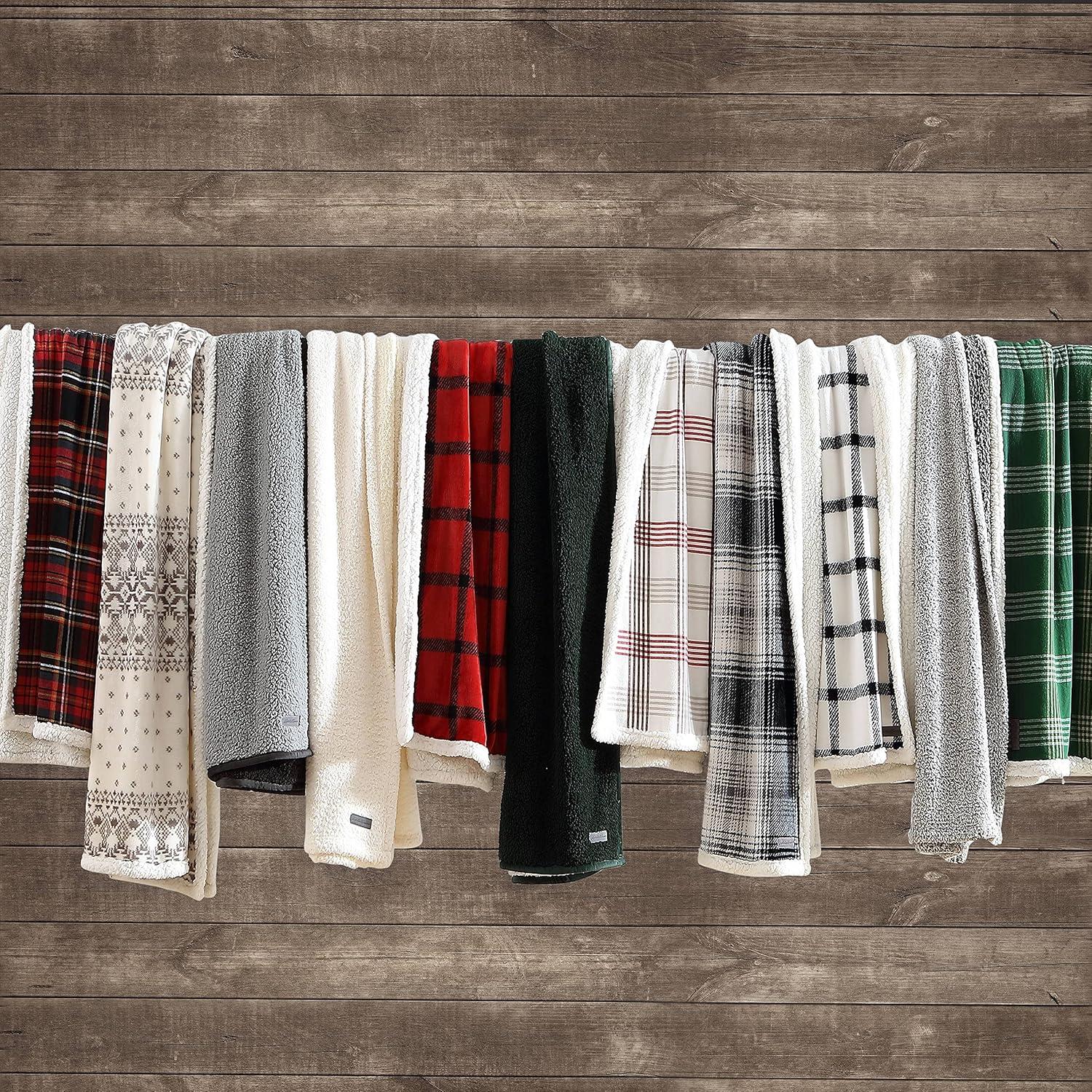 Eddie Bauer Eddie Bauer Printed Flannel/Sherpa Throw Blankets