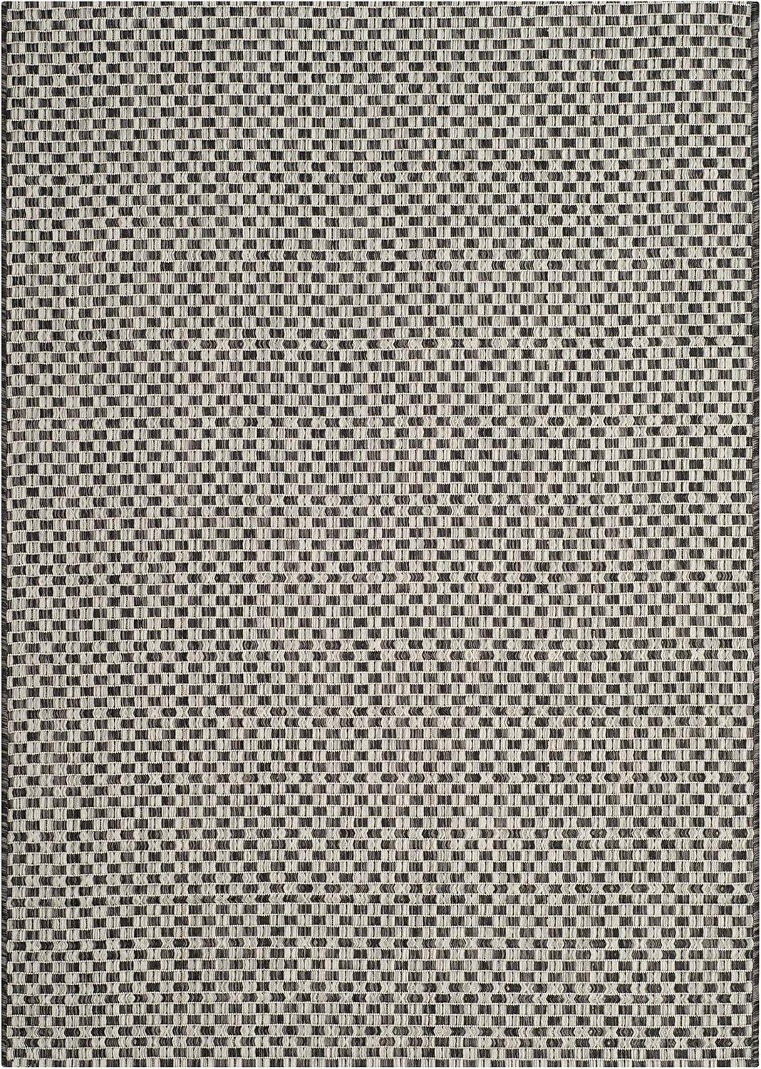 Courtyard CY8653 Power Loomed Indoor and Outdoor Area Rug - Black/Light Grey - 4'x5'7" - Safavieh