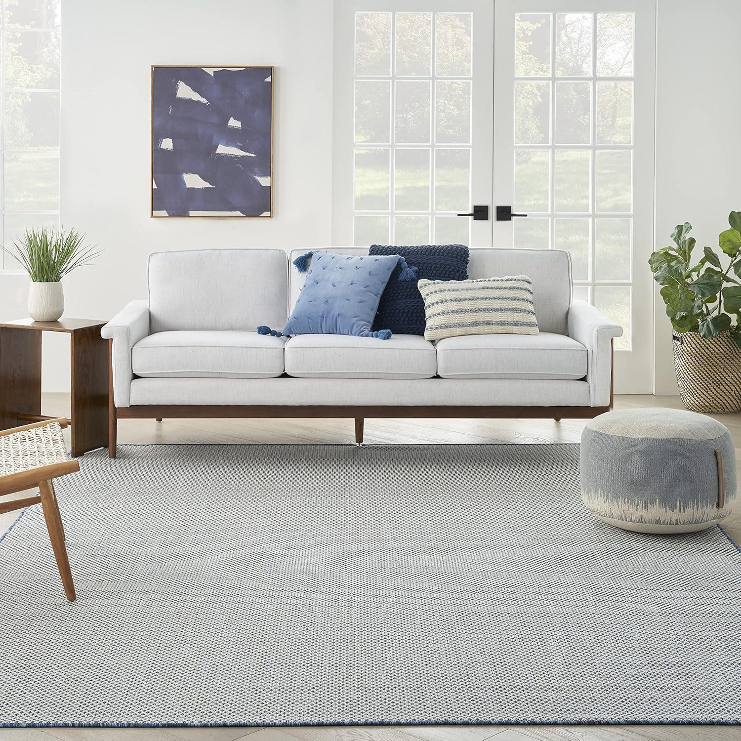 Nourison Courtyard COU01 Indoor/outdoor Area Rug - Ivory Blue 8' x 10'