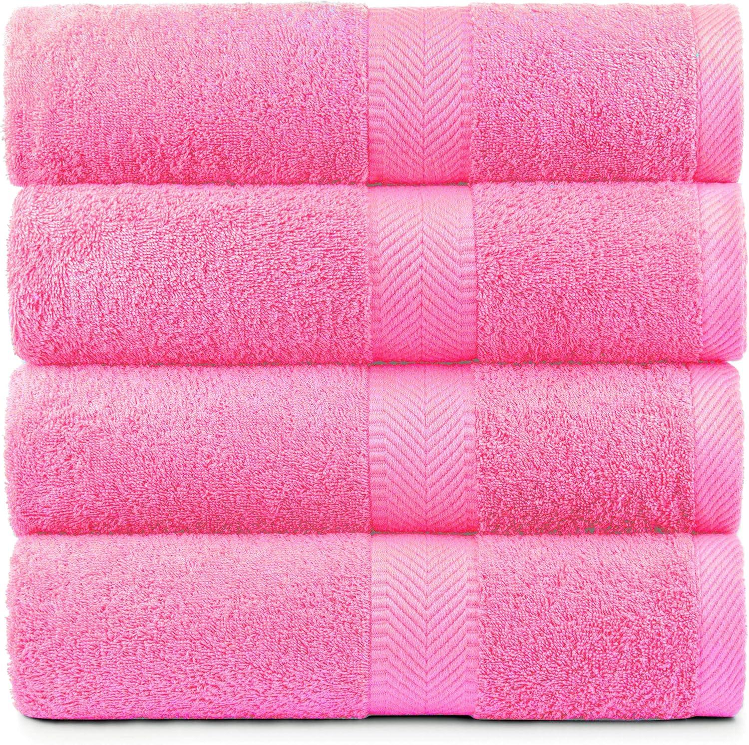 Oversized Pink Organic Cotton Bath Towel Set - 4 Pack