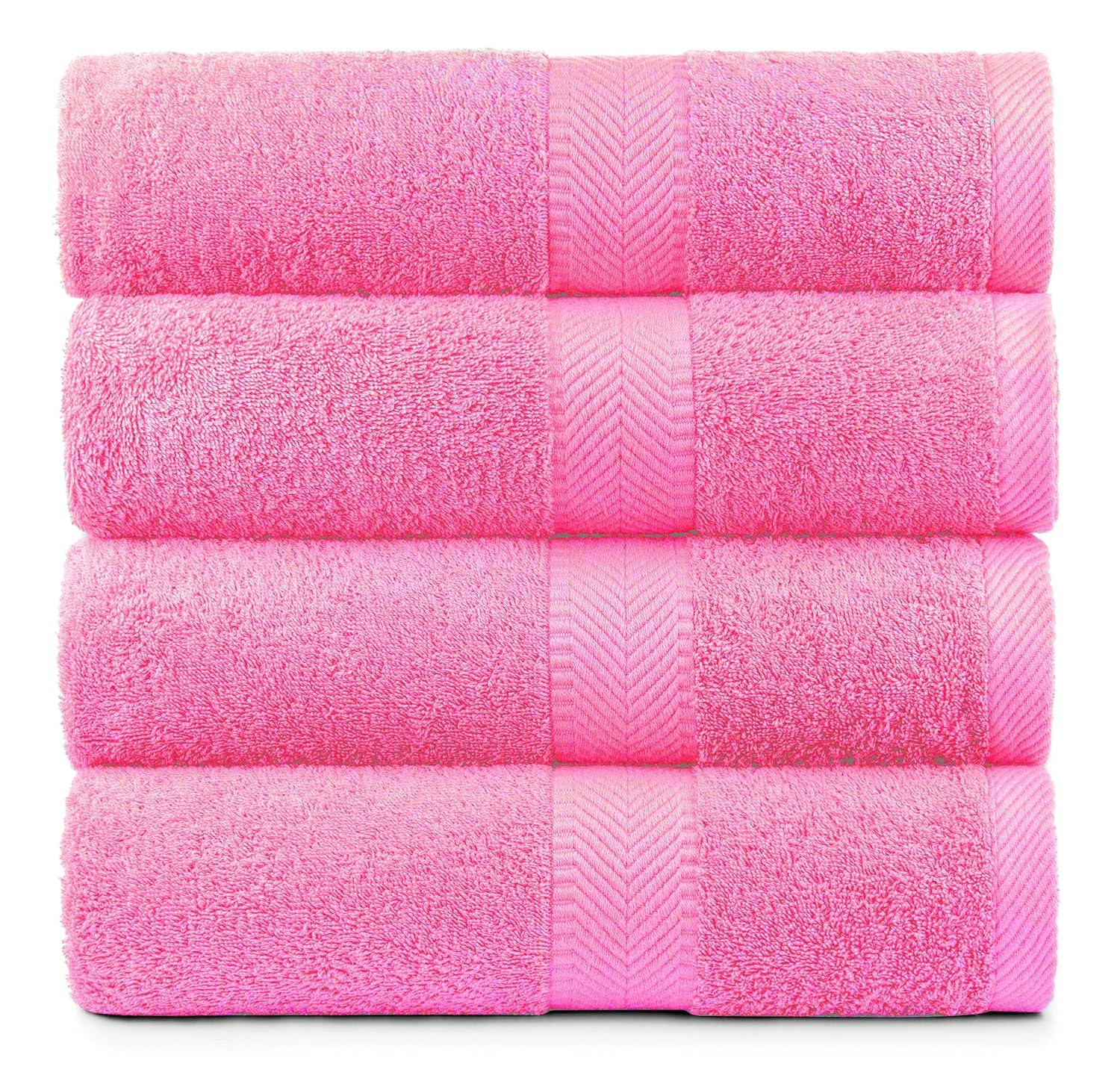 Oversized Pink Organic Cotton Bath Towel Set - 4 Pack