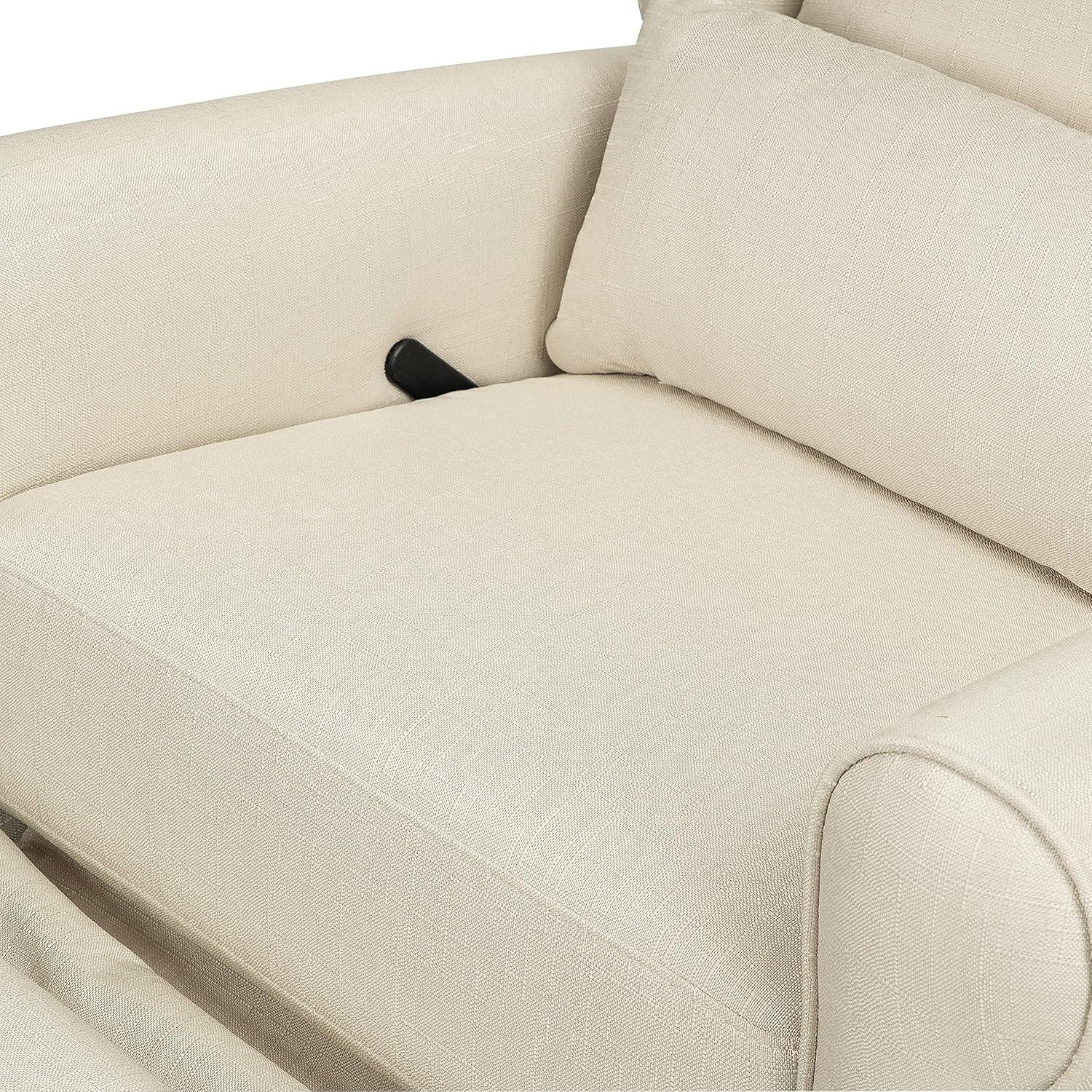 Natural Oat Swivel Recliner with Timeless Wingback Design