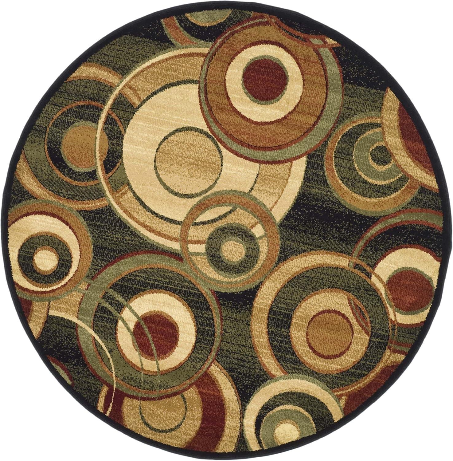 7' Round Black Multi Tufted Synthetic Area Rug